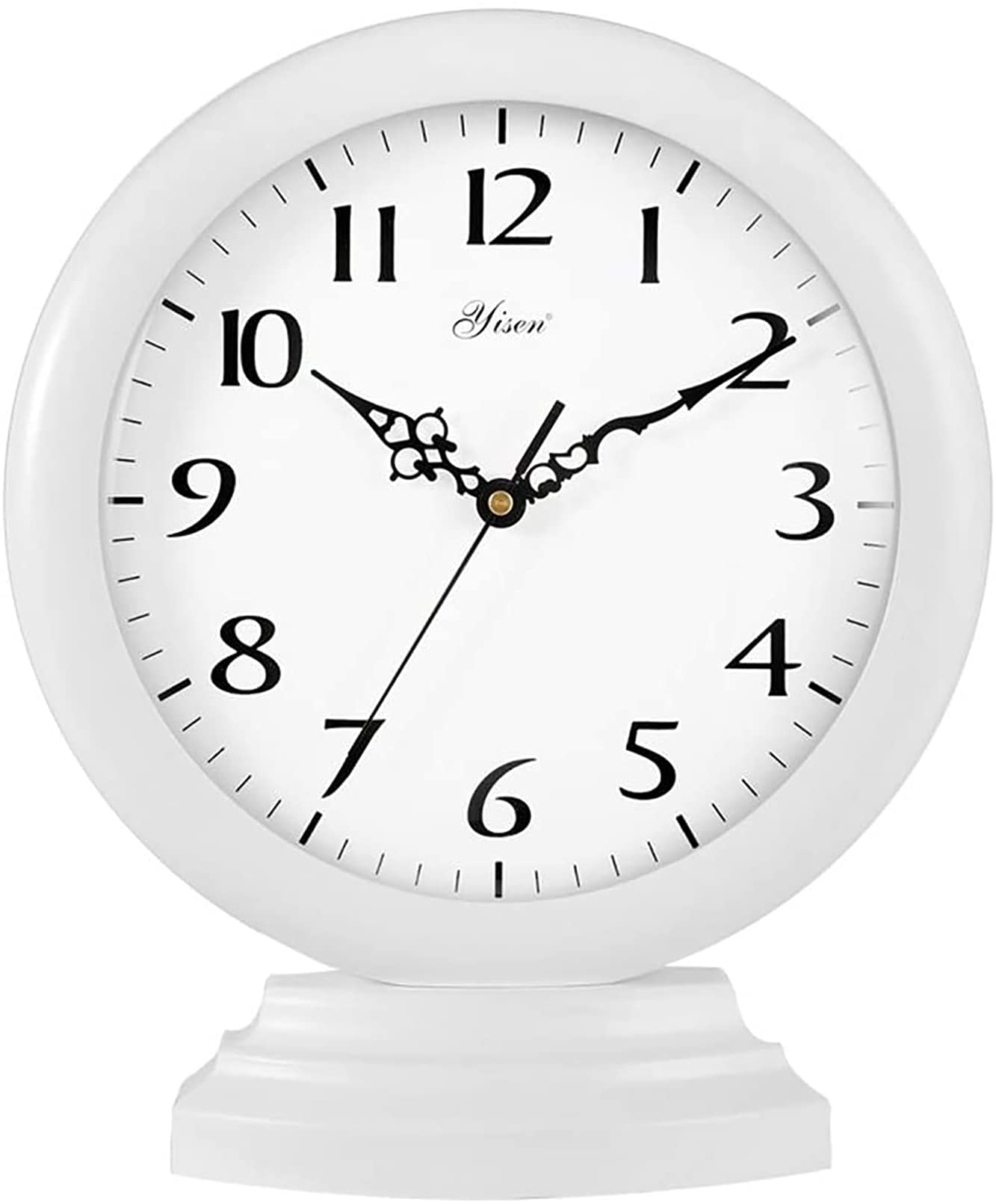 Vintage Decorative Desk Clock - Battery Operated Retro Mantel Clock for Living Room, Bedroom, Bedside, Kitchen & Fireplace - Elegant White Home Decor (Perfect Gift for Housewarming, Office & Anniversary)