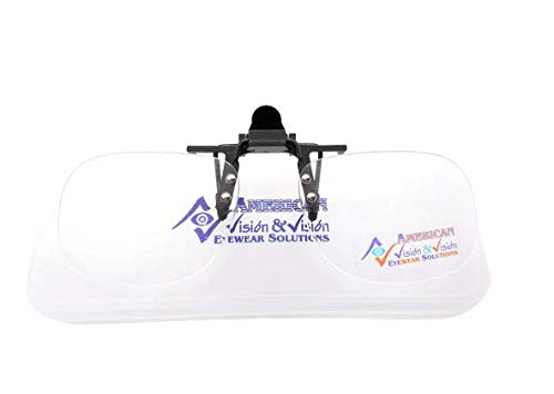 Blue Light Blocking Clip On Reading Glasses 2.00 Strength - Clear Amber Lenses for Eye Strain Relief | 135mm Frame Width | Perfect for Computer Use, Reading & Screen Time Protection (American Vision & Vision)