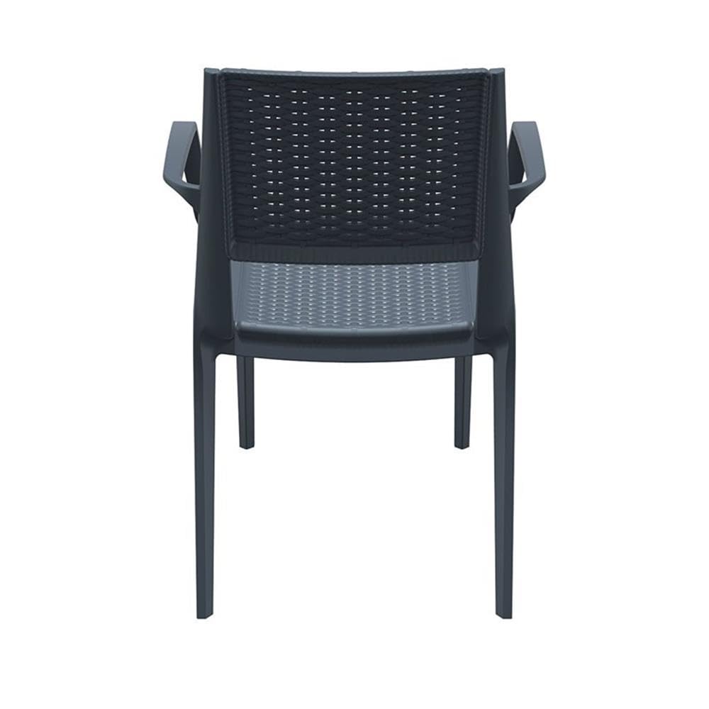 Dark Gray Compamia Capri Patio Dining Arm Chairs (Set of 2) - Weather-Resistant Outdoor Furniture for Garden, Poolside, and Backyard Relaxation