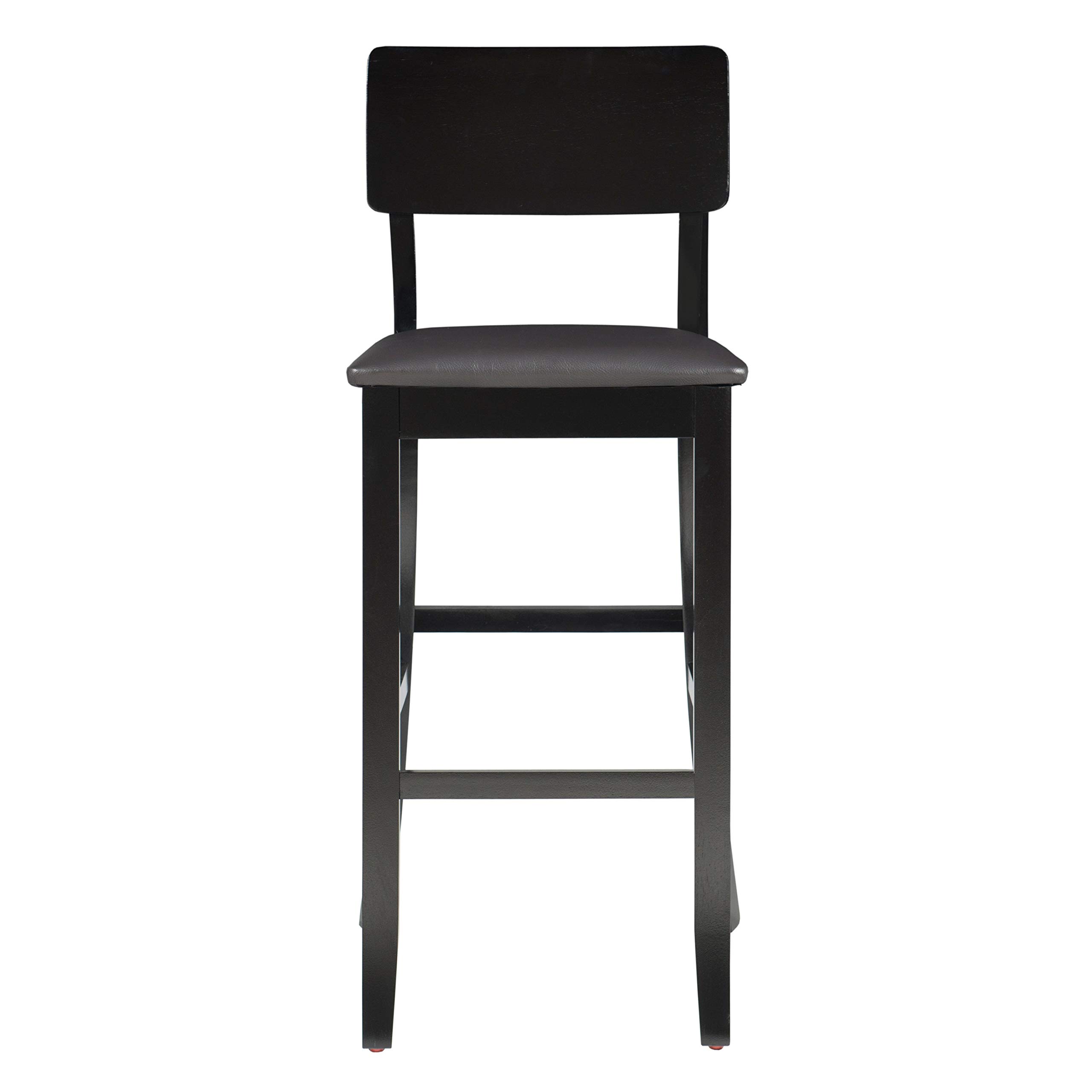 Modern Black Counter Stool - Contemporary Rubberwood Bar Stool for Kitchen Island, Breakfast Nook & Home Bar - Adjustable Height Dining Stool