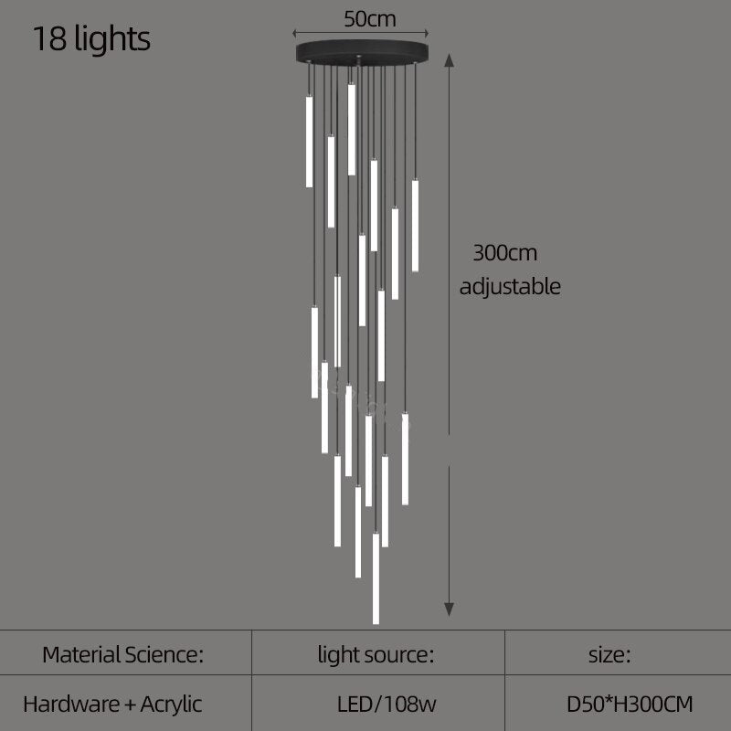 Sleek Modern Strip Cylinder Chandelier - Elegant LED Lighting Fixture for Dining Room, Living Room & Bedroom
