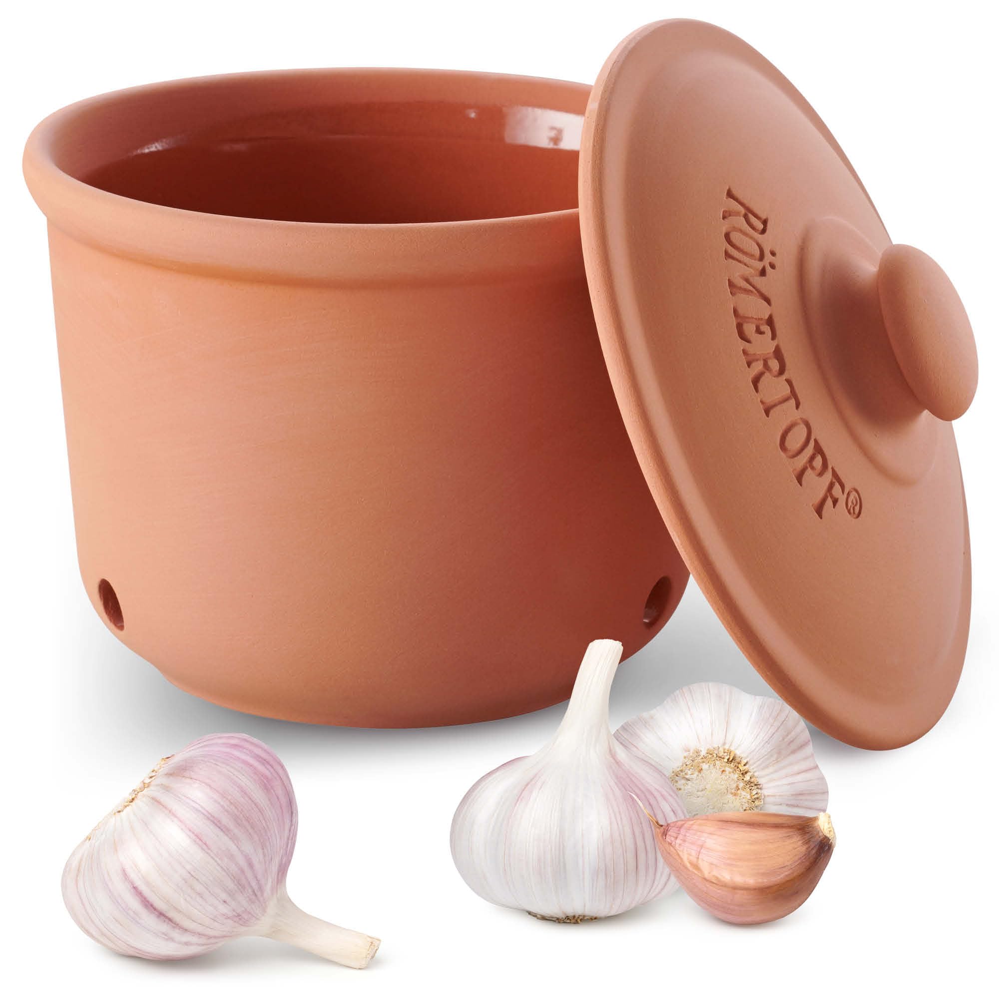 Römertopf Garlic Pot - 12.5cm Natural Terracotta Ceramic Roaster for Baking, Cooking & Serving | Perfect for Garlic, Herbs & Small Dishes | Oven & Tableware Essential