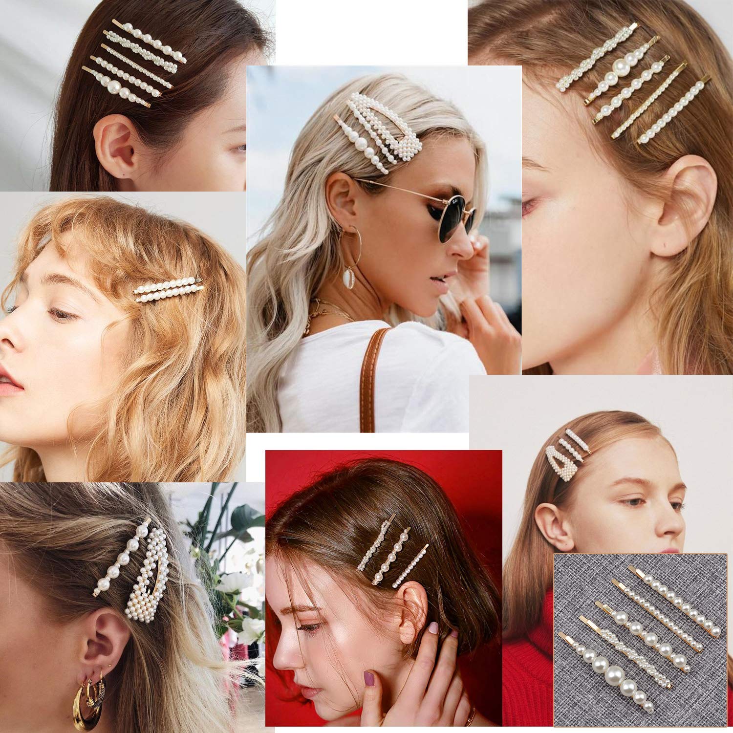 BELICIA 10pcs Elegant Large Pearl Hair Clips for Women - Bridal Hair Accessories, Wedding Hair Pins & Barrettes, Perfect Gift for Women and Girls (Great for Parties, Weddings & Daily Styling)