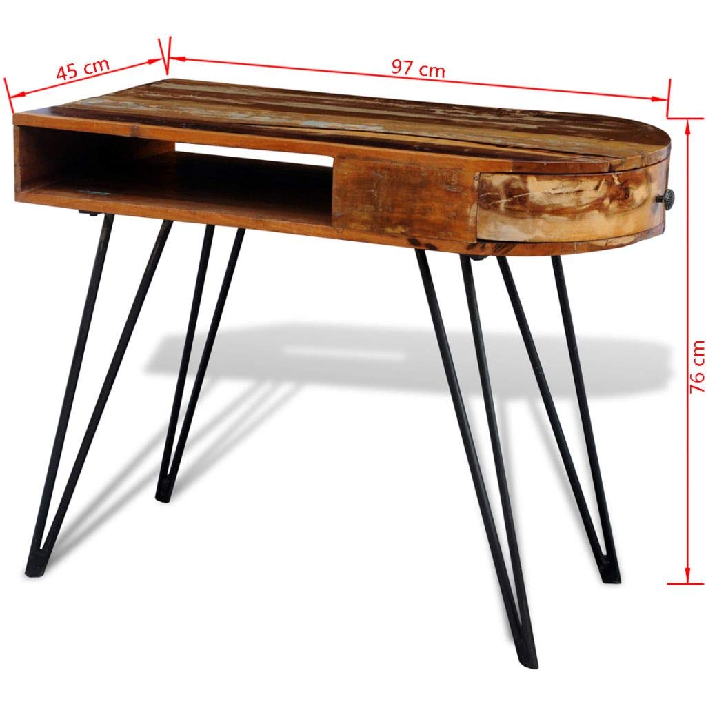 Reclaimed Solid Wood Desk with Iron Pin Legs - Rustic Industrial Home Office Furniture for Modern Workspaces & Study Rooms