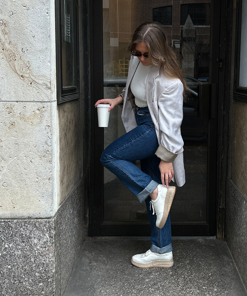 JAJA White Leather Sneakers for Men & Women - Comfortable Casual Walking Shoes for Everyday Wear, Gym, and Travel