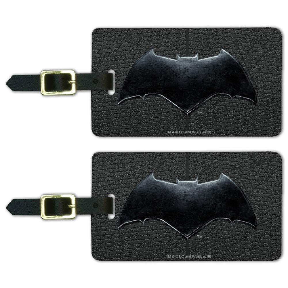 Justice League Movie Batman Logo Luggage ID Tags - Set of 2 Personalized Travel Accessories for Carry-On Bags, Suitcases & Backpacks - Perfect for Air Travel, Vacation & Business Trips