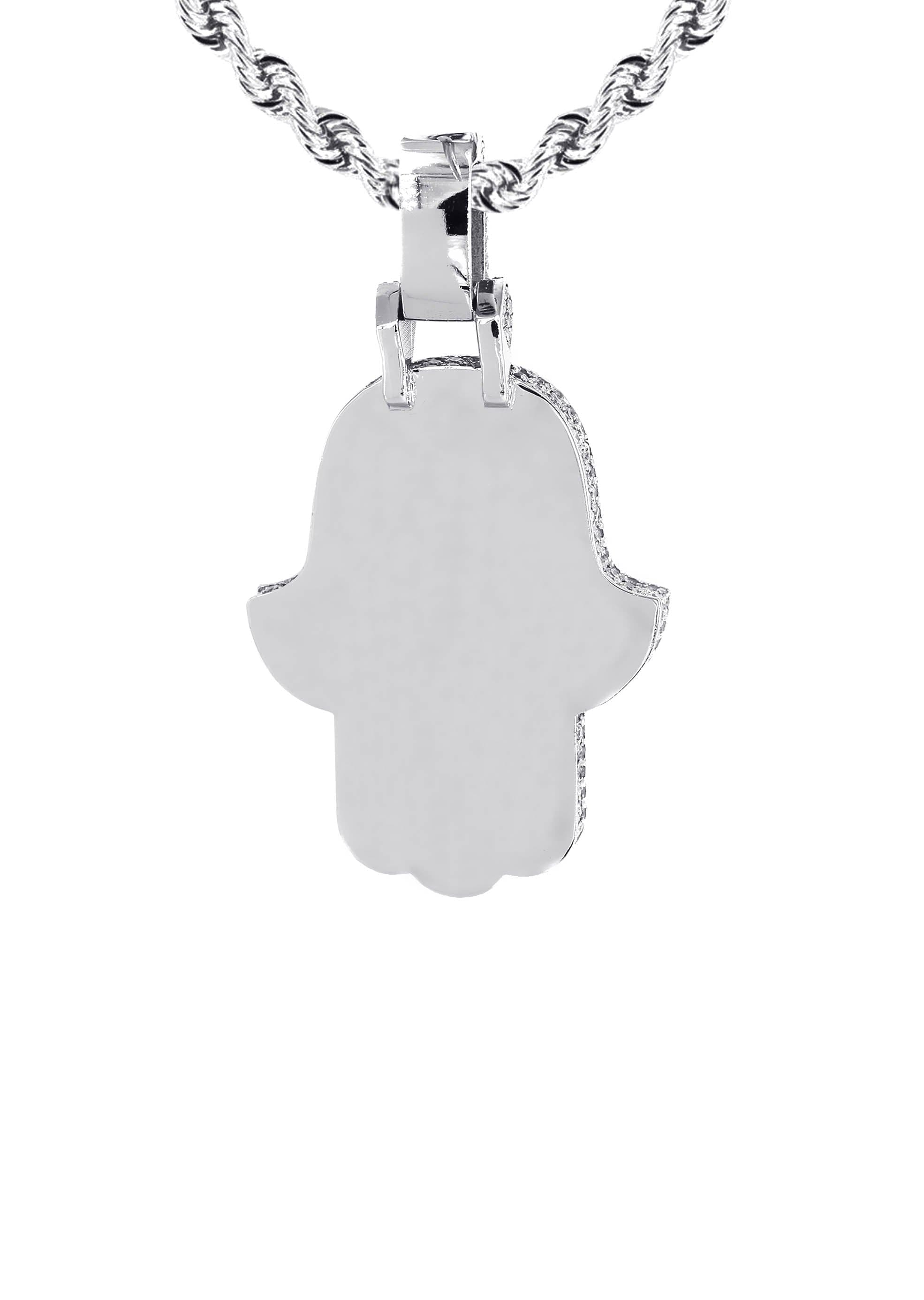 14K White Gold Hamsa Diamond Necklace - 8.47 Carats Genuine Diamond Pendant for Women | Elegant Jewelry Gift for Birthday, Anniversary & Special Occasions