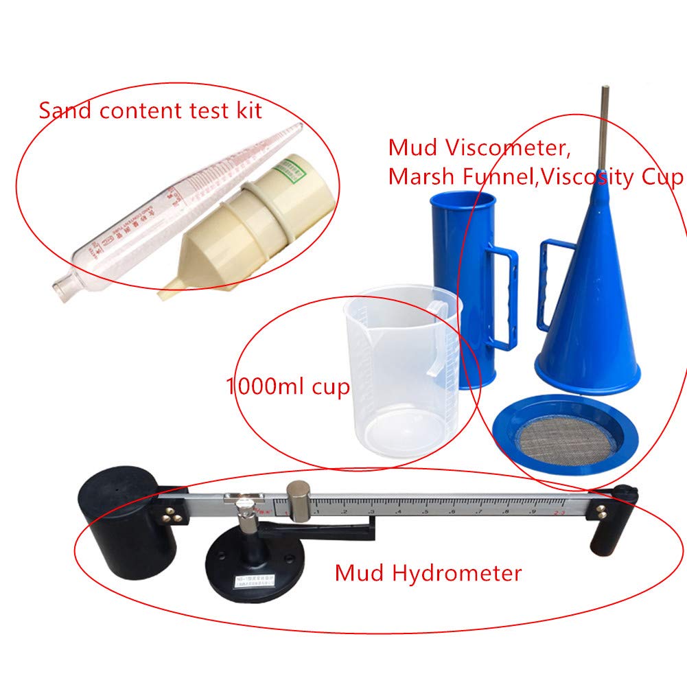Professional Slurry Test Kit - Mud Hydrometer, Viscometer, Marsh Funnel & Viscosity Cup for Drilling Fluid Analysis | Oilfield, Construction & Geotechnical Testing Equipment
