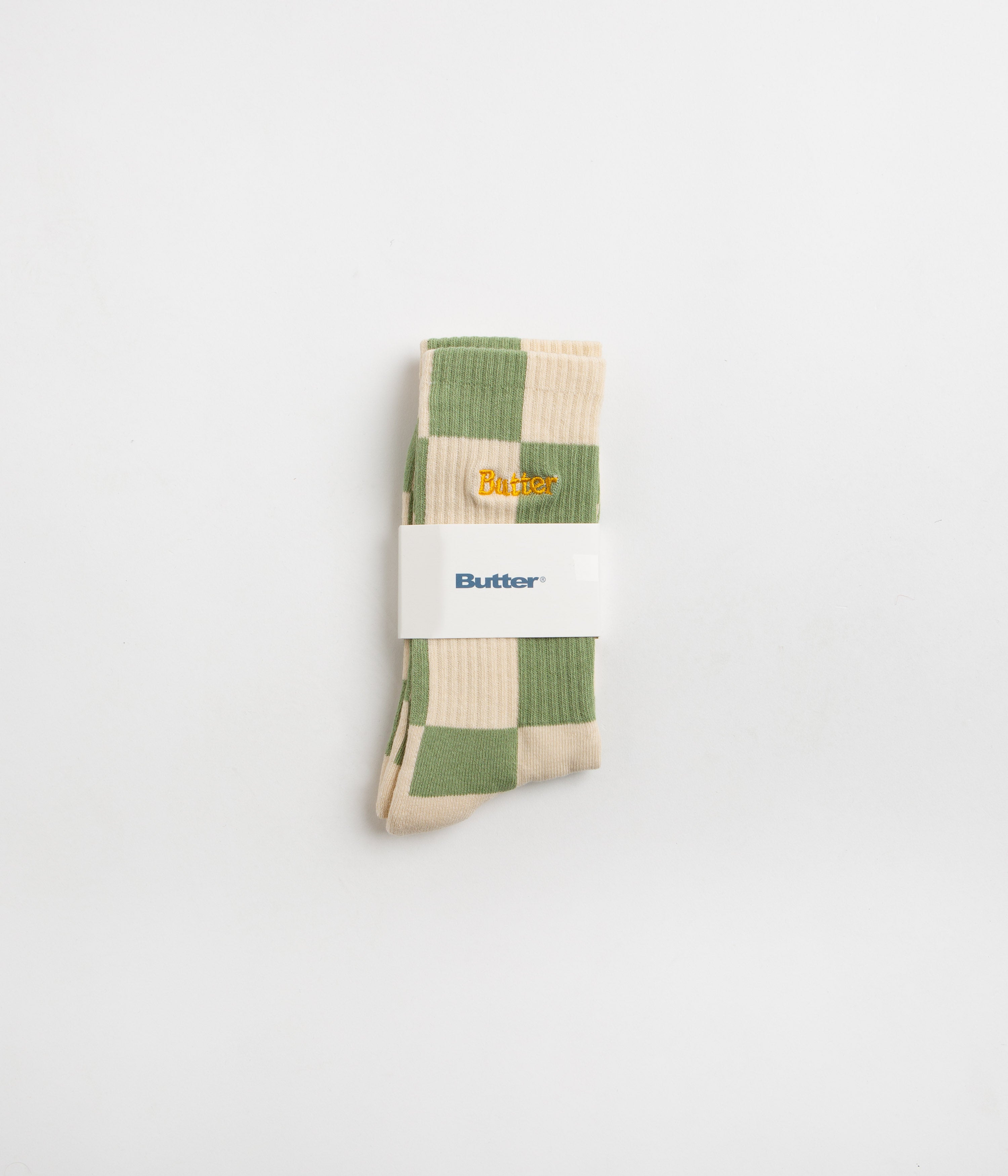 Butter Goods Checkered Socks - Cream & Sage Color - Stylish Casual Socks for Men & Women - Perfect for Everyday Wear, Street Style & Gifts