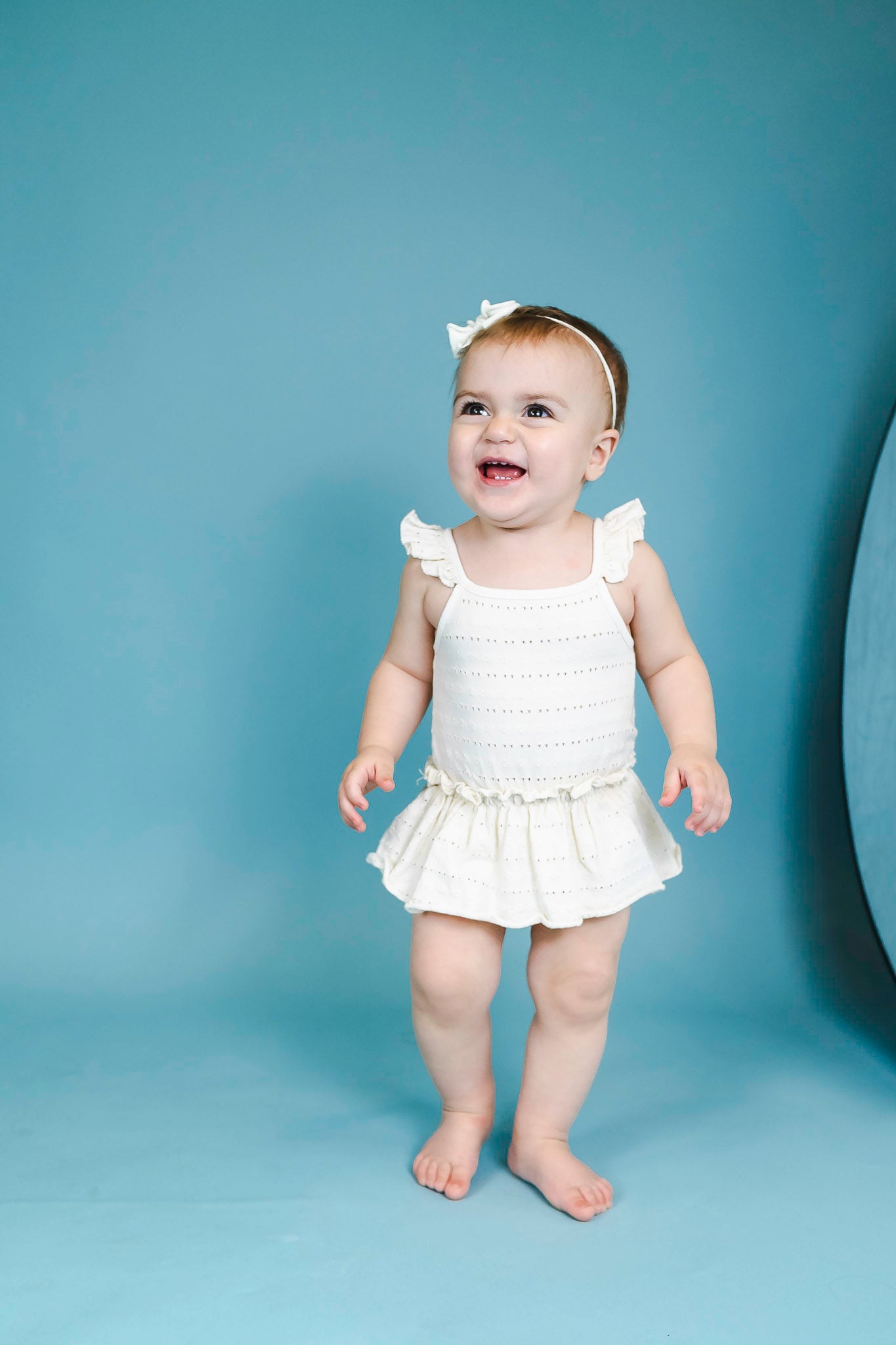 Ivory Embellished Jacquard Romper for Baby Girls - Elegant Outfit for Special Occasions, Photoshoots & Family Gatherings