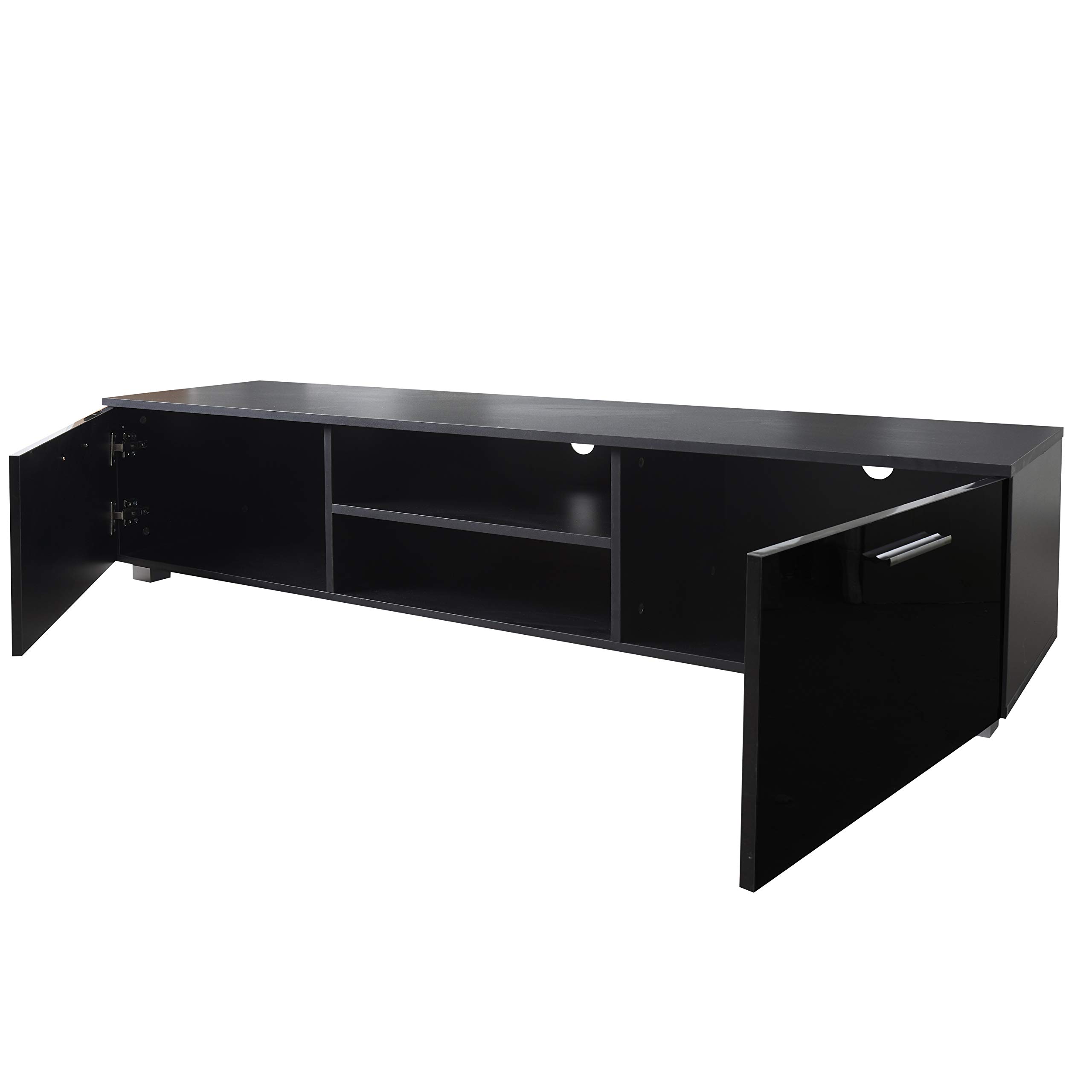 Modern TV Stand for Up to 70-inch TV - Home Entertainment Center with 2 Storage Drawers, Black | Perfect for Living Room, Bedroom & Home Theater Setup