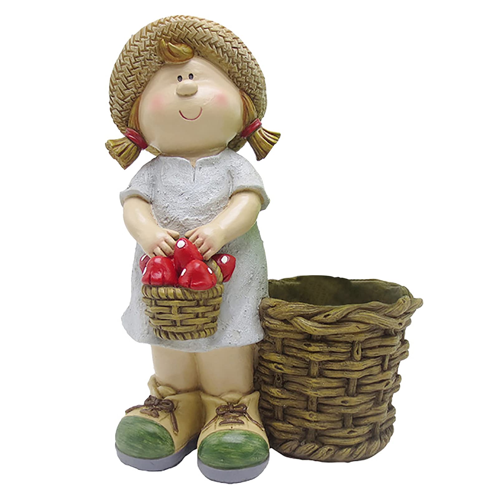 Harvest Season Boy & Girl Flower Planter - Cute Succulent Garden Decor Resin Plant Pot - Kid Statue Figurine Ornaments for Home & Garden Decoration (Color B) - Perfect for Indoor Plants, Fairy Gardens, and Kids' Room Decor