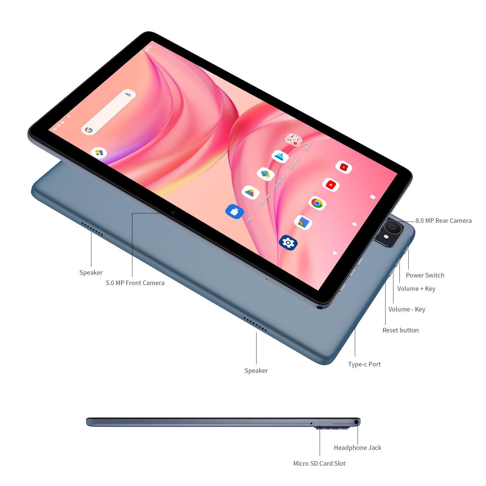10.1 Inch Android Tablet with 4G LTE, Android 13 OS, 12GB RAM (6+6GB Expandable), 128GB Storage, Dual Camera (8MP+5MP), 5G WiFi, IPS HD Display (1280x800), Bluetooth 5.0, GPS, 8000mAh Battery - Includes Protective Case (Gray) - Perfect for Work, Study, Streaming & Travel