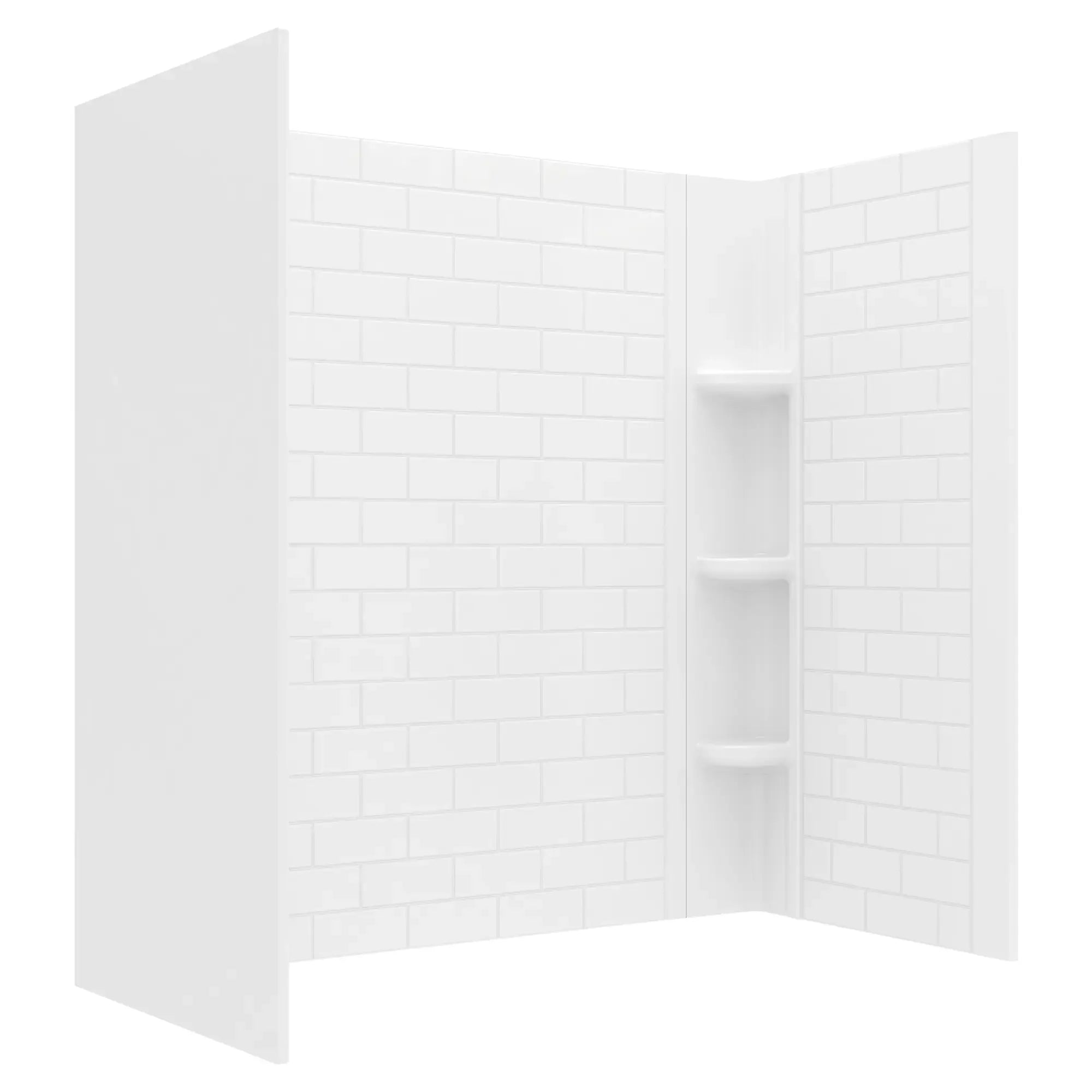 60x60 Inch Subway Tile Pattern 3-Piece Bathtub Surround Kit - Waterproof & Easy to Install - Perfect for Bathroom Renovation & Modern Home Decor