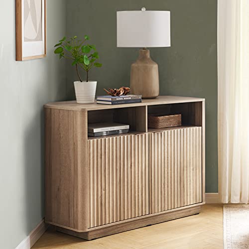 Oak Corner Fluted Cabinet