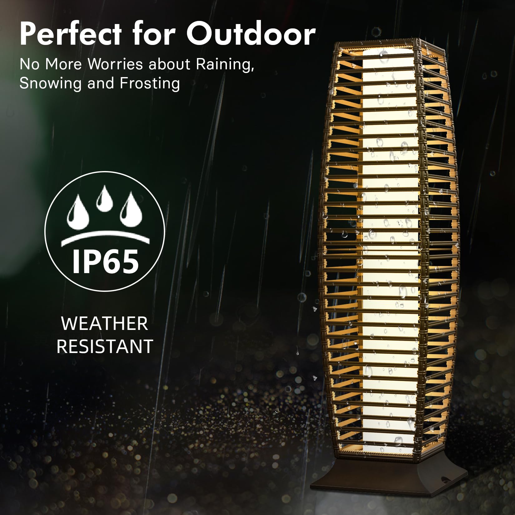 Grand Patio 2-Piece Solar Powered Outdoor Floor Lamp - Waterproof Wicker Boho Lanterns for Garden, Porch & Deck Lighting - Large Crossover Design for Backyard, Patio & Poolside Decor