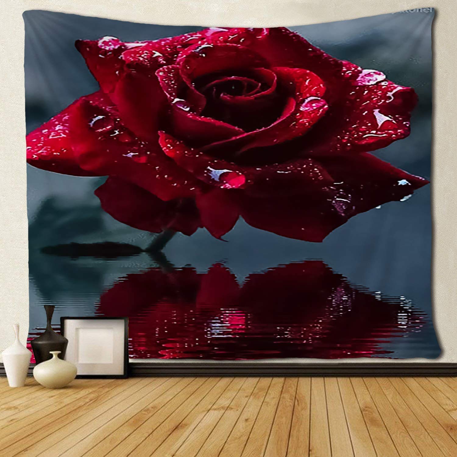 JOOCAR Red Rose Tapestry Wall Hanging - Bohemian Hippie Art Decor for Living Room, Bedroom, Dorm - Perfect for Home Decor, Meditation Spaces & Festival Backdrops