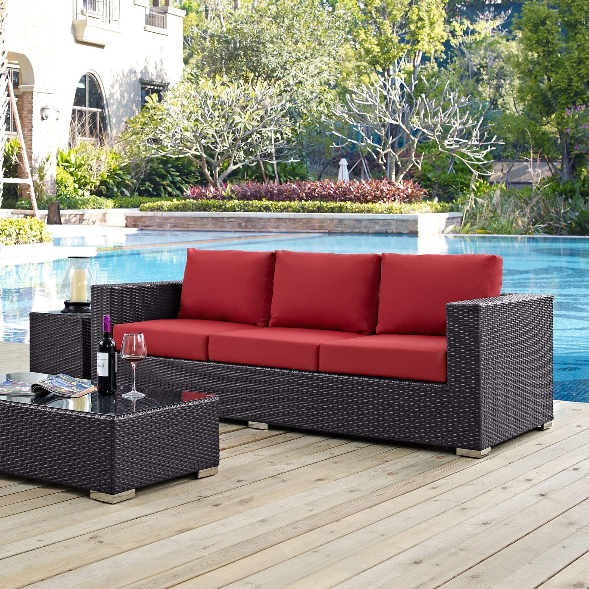 Ergode Convene Outdoor Sectional Sofa Set - Durable Rattan Weave & Weather-Resistant Cushions - Perfect for Patio, Backyard, Poolside & Garden Gatherings - Great for Outdoor Entertaining & Relaxation