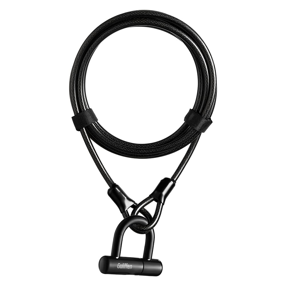 Heavy Duty Bike U Lock with 15ft Security Cable - Anti-Theft Motorcycle & Bicycle Lock for Gates, Outdoor Furniture - Perfect for Urban Commuting, Parking & Home Security