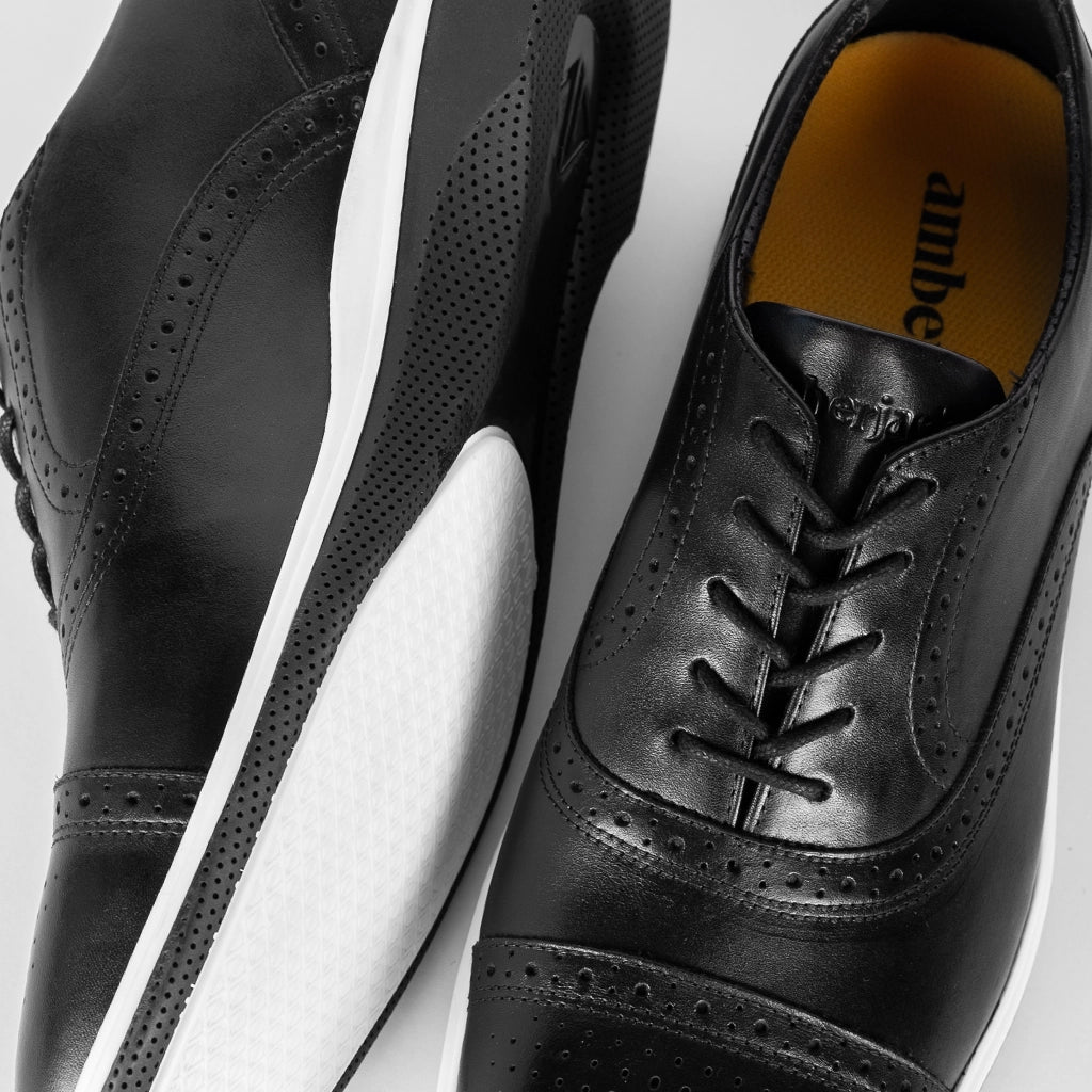 Premium Cap Toe Dress Shoes for Men - Classic Onyx Black Formal Oxfords for Business, Wedding & Office Wear
