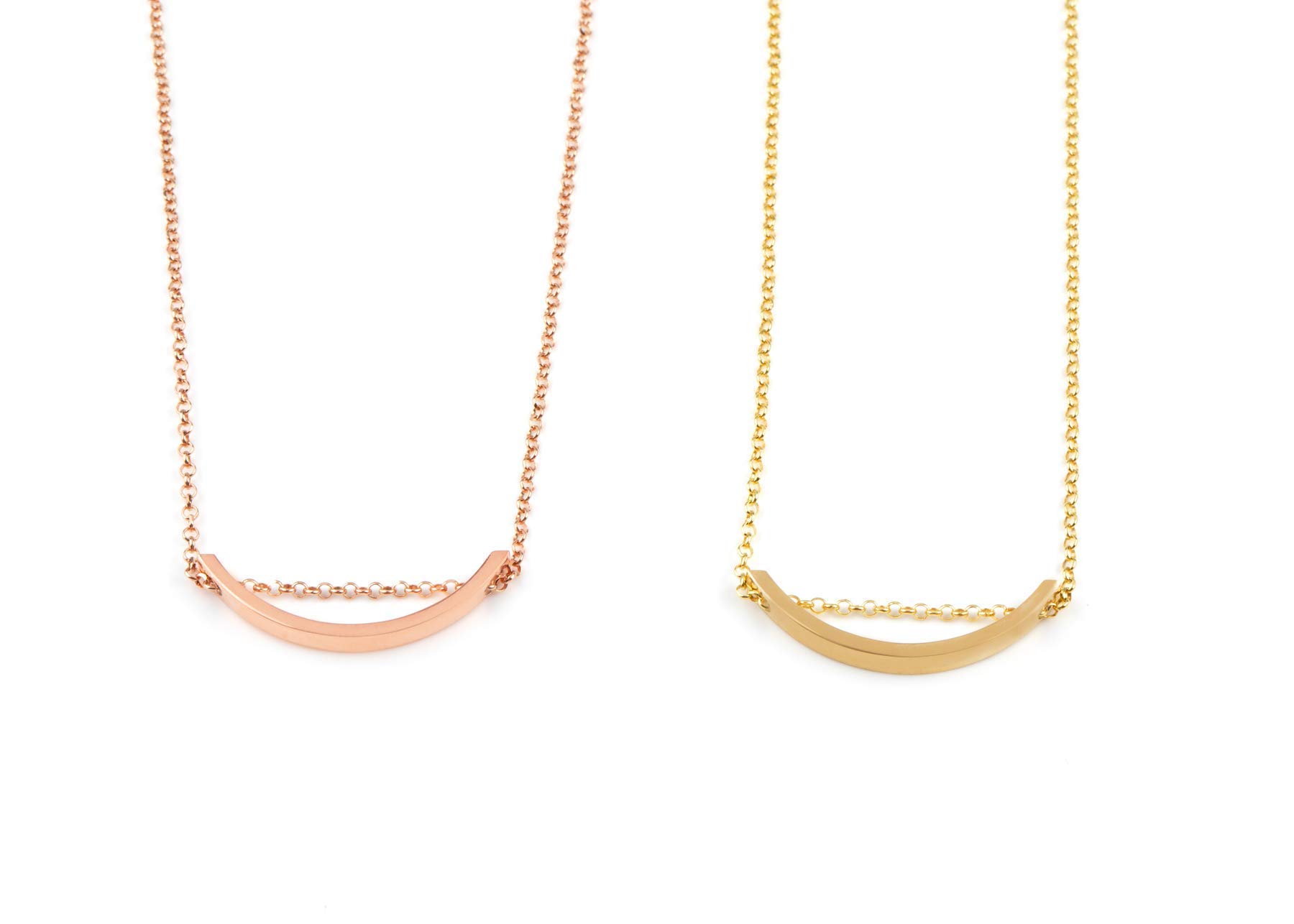 Elegant Jewelry Box - Floating Bar Necklace for Women, 9K 14K 18K Solid Gold Curved Bar Necklace | Perfect for Gifts, Date Nights & Special Occasions