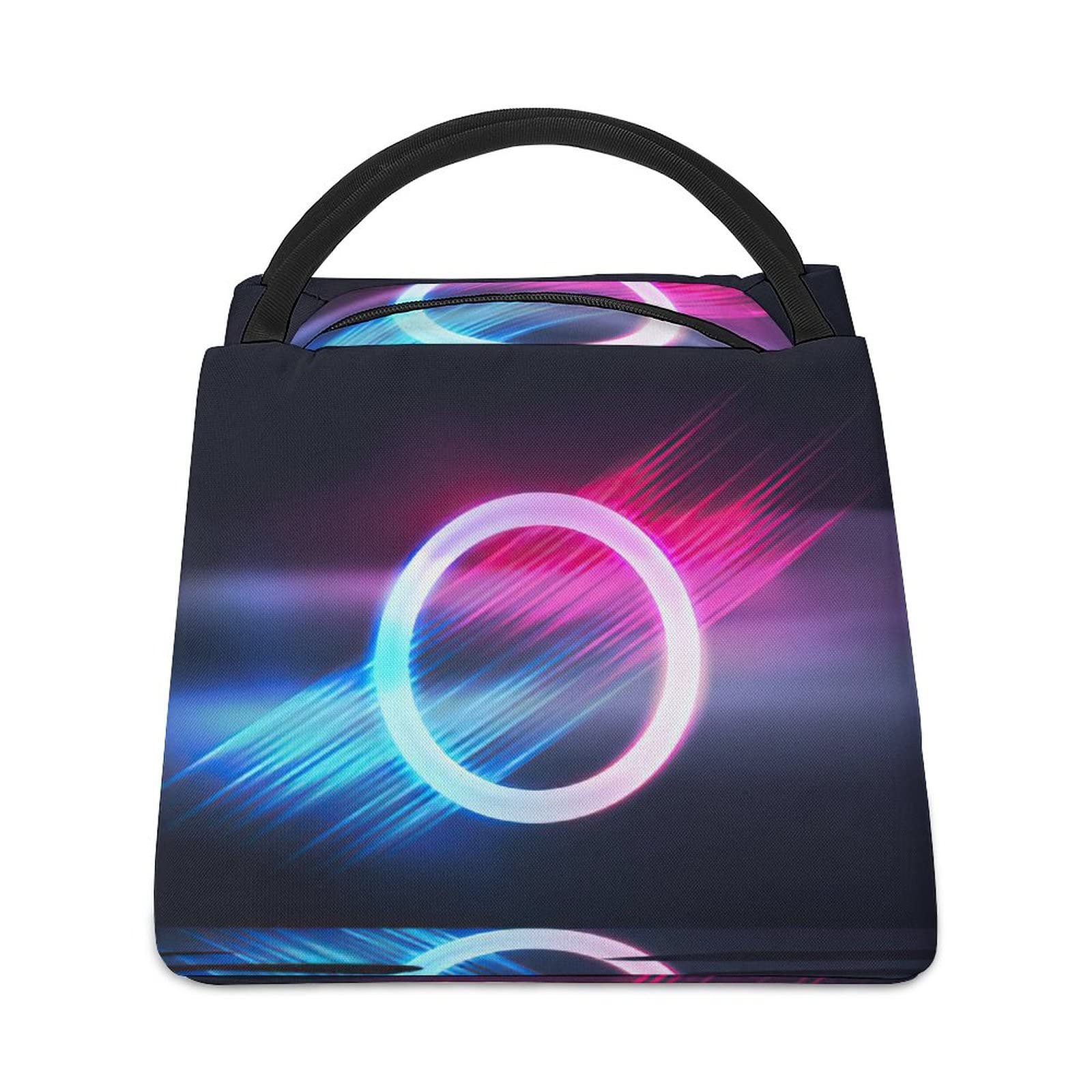 **Cool Light Circle Lunch Bag - Insulated Waterproof Lunch Tote with Glowing LED Design for Adults, Men & Women - Perfect for Work, School, Picnics & Outdoor Activities**