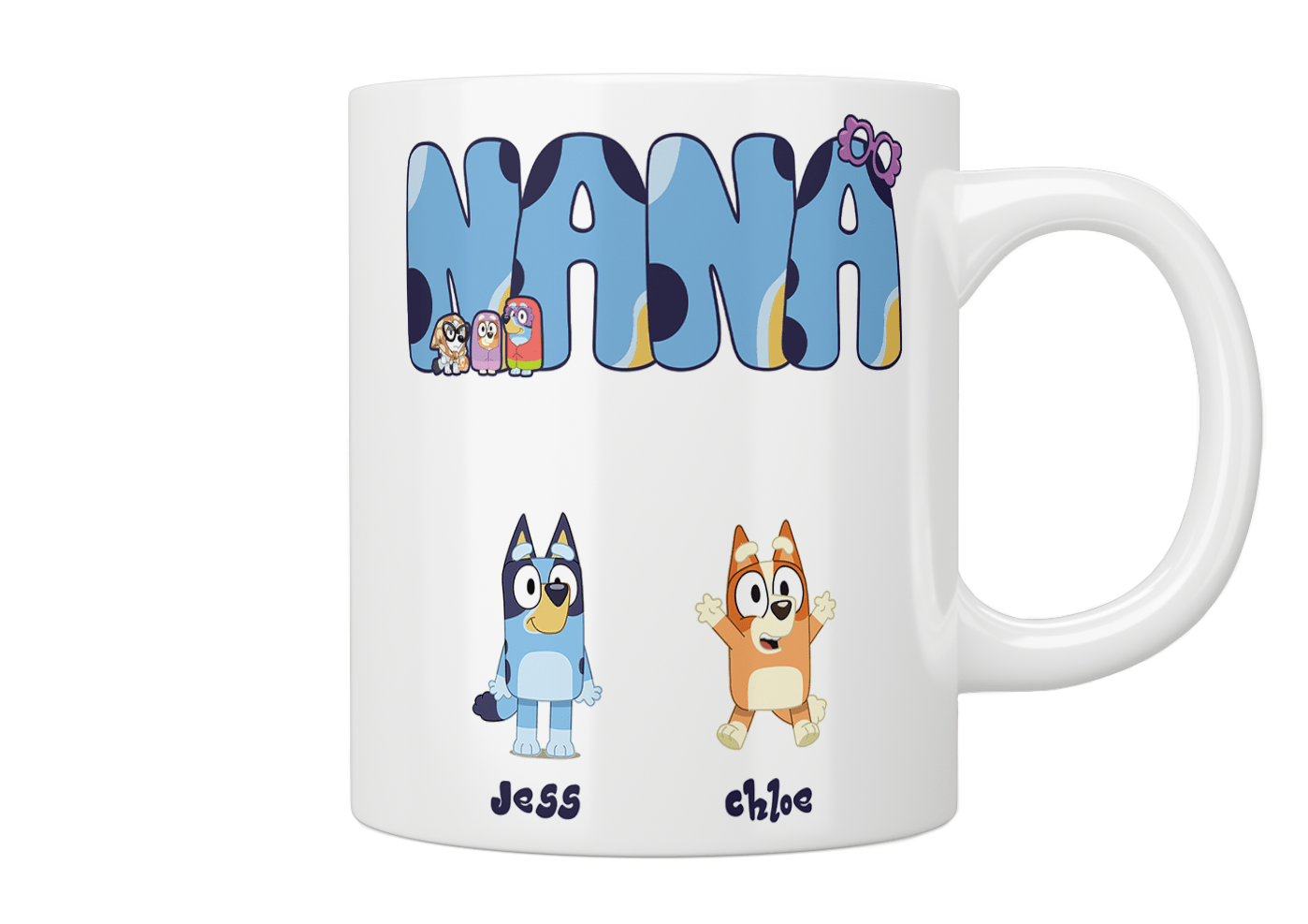 Personalized Bluey Nana Ceramic Coffee Mug - Perfect Gift for Kids & Disney Fans, Ideal for Tea, Hot Chocolate & Home Office Use