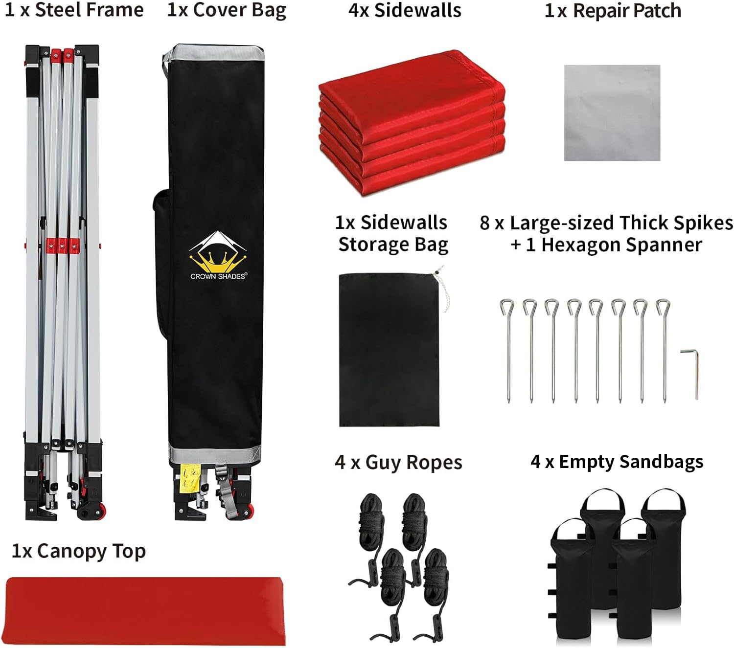 10x10 Pop Up Canopy Tent with Sidewalls - Red for Outdoor Events