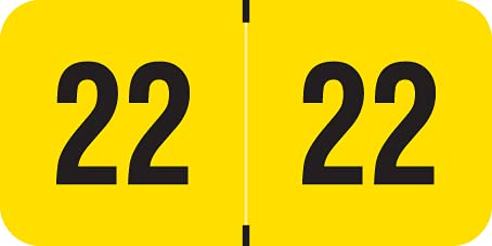 Reynolds & Reynolds Compatible 2022 Year Labels - Yellow & Black End Tab File Folder Stickers, 500/Roll (3/4