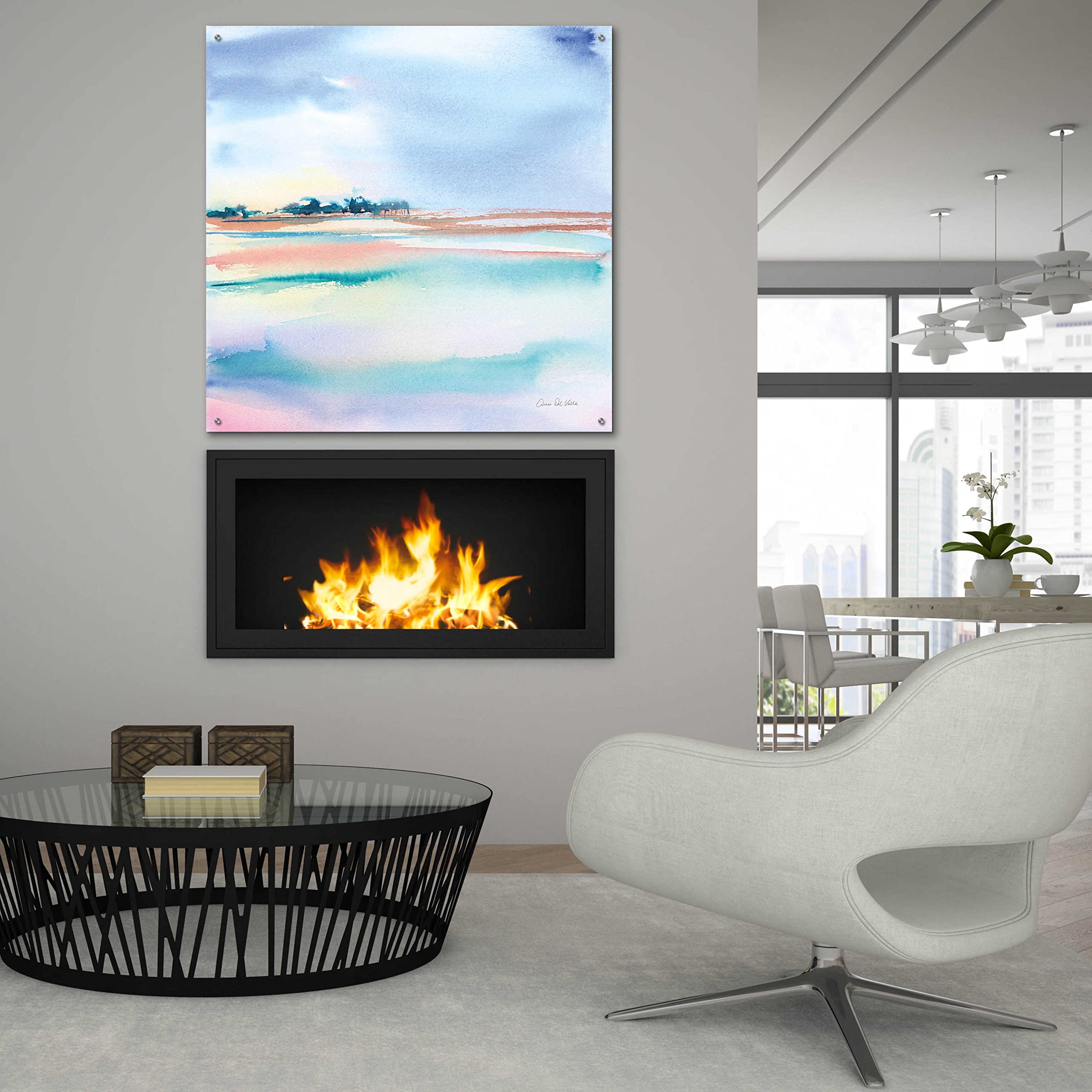 Epic 'Water And Sand' Acrylic Glass Wall Art by Alan Majchrowicz - 36x36 Inches Modern Abstract Painting for Living Room, Bedroom & Office Decor