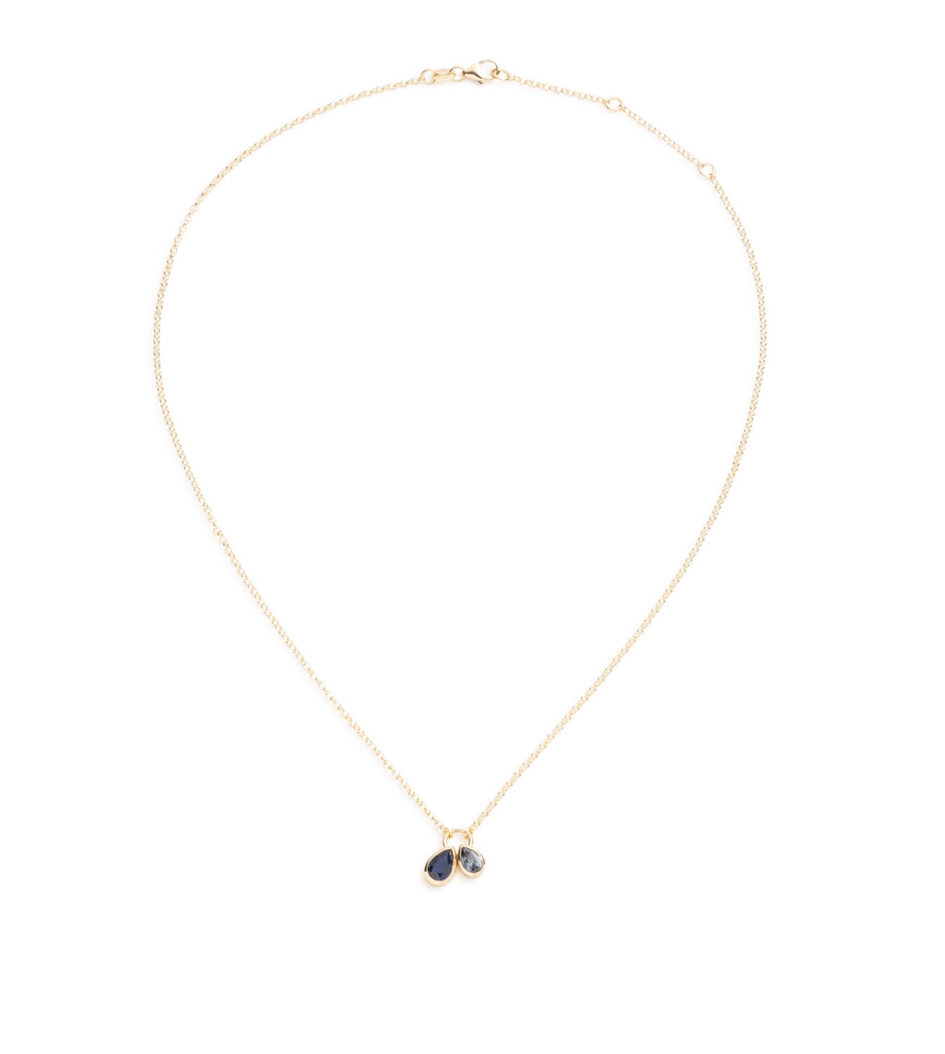 Blue Sapphire & Grey Spinel Belcher Stationary Necklace - Elegant Fine Jewelry for Women | Perfect for Weddings, Anniversaries & Special Occasions