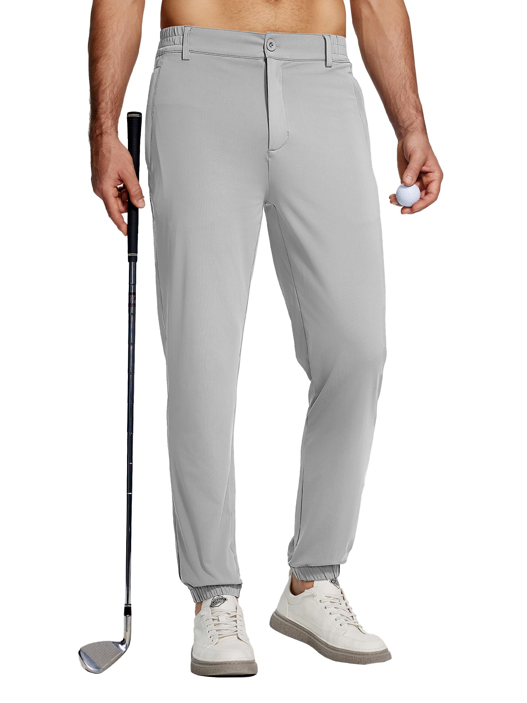 Men's Slim Fit Golf Joggers Pants with 4 Zipper Pockets - Stretch Travel & Work Casual Tapered Pants for Men | Perfect for Golfing, Office Wear & Outdoor Activities