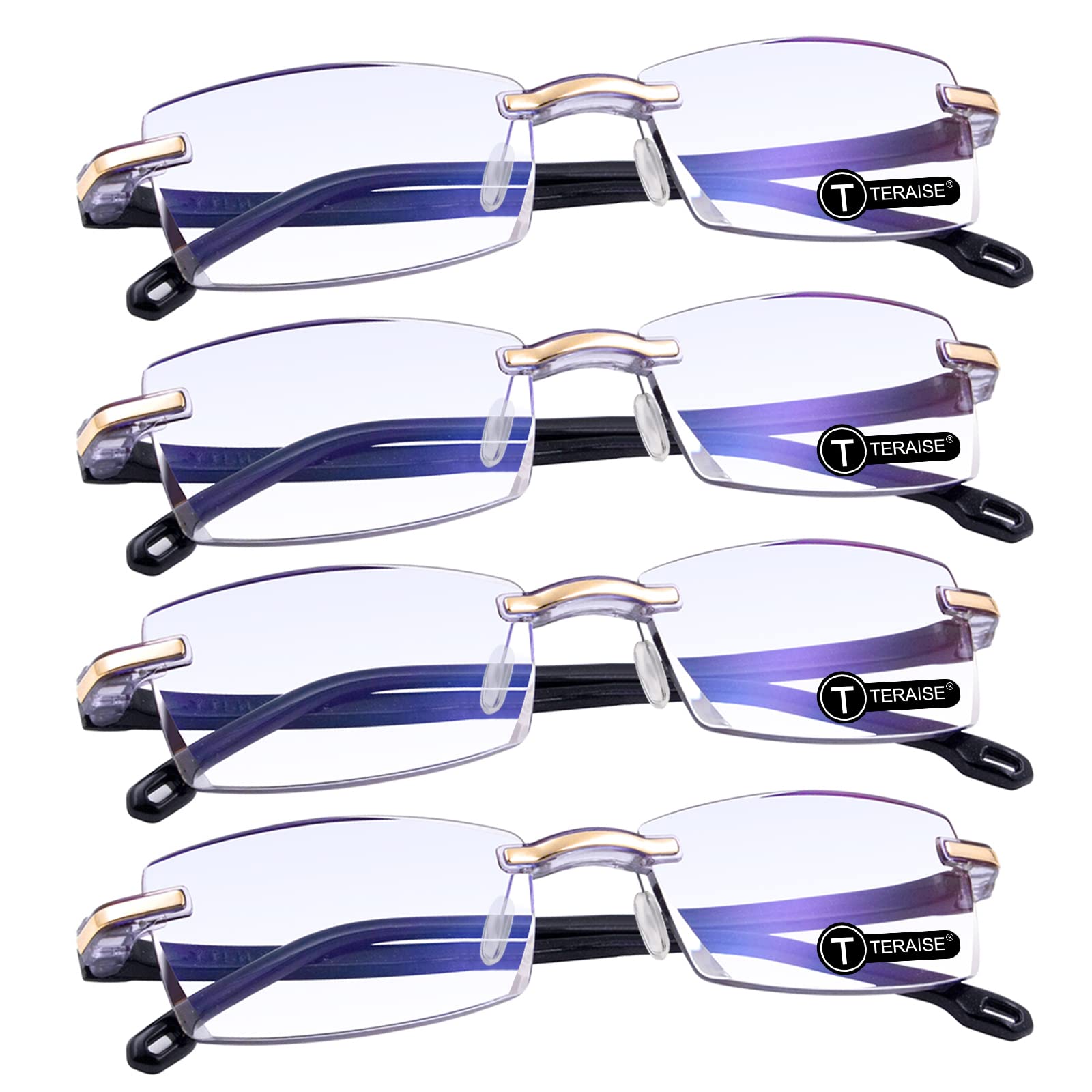 TERAISE Blue Light Blocking Reading Glasses for Women - Anti-Fatigue Computer Glasses with Diamond-Cut Frame (1.0-3.5 Strength) - Perfect for Office Work, Screen Time & Night Reading