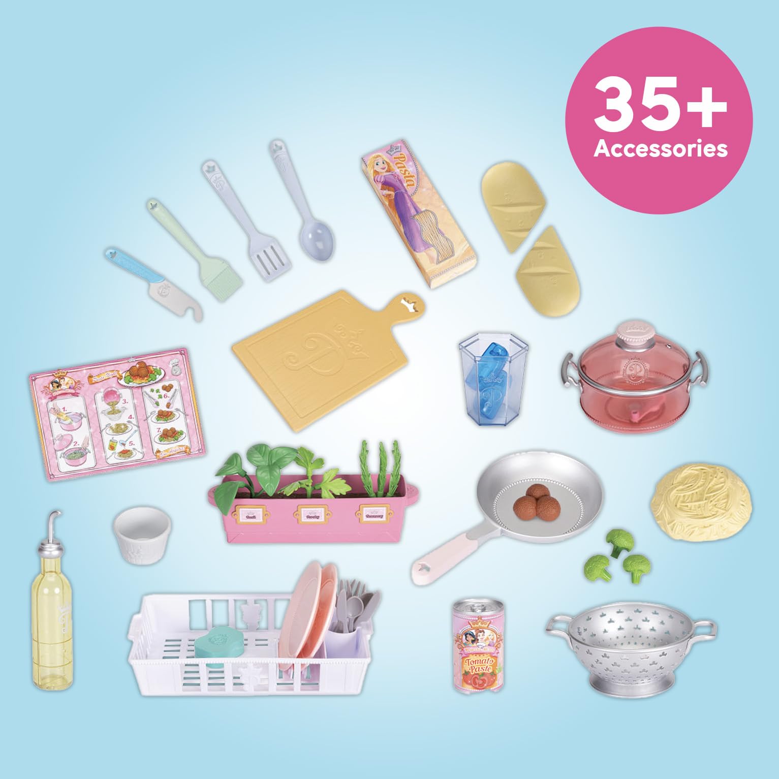 Disney Princess Pretend Play Kitchen Set for Kids - Interactive Toy Kitchen with Realistic Steam, 35+ Accessories & Complete Meal Kit - Perfect for Role Play, Birthday Gifts & Preschool Learning