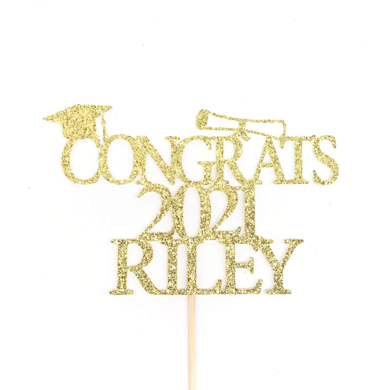 ANY NAME Graduation Cake Topper 2021 - Custom Congrats Grad Cake Decorations for High School & College Graduation Parties, Birthday Celebrations