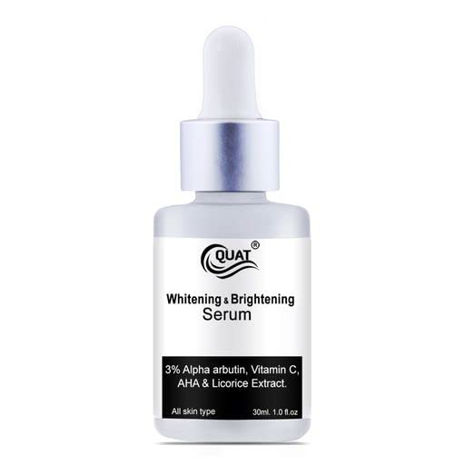 QUAT Whitening & Brightening Serum with 3% Alpha Arbutin, Vitamin C, AHA & Licorice Extract for All Skin Types | Dark Spot Corrector, Hyperpigmentation Treatment & Glowing Skin Solution | Perfect for Daily Skincare Routine & Nighttime Use