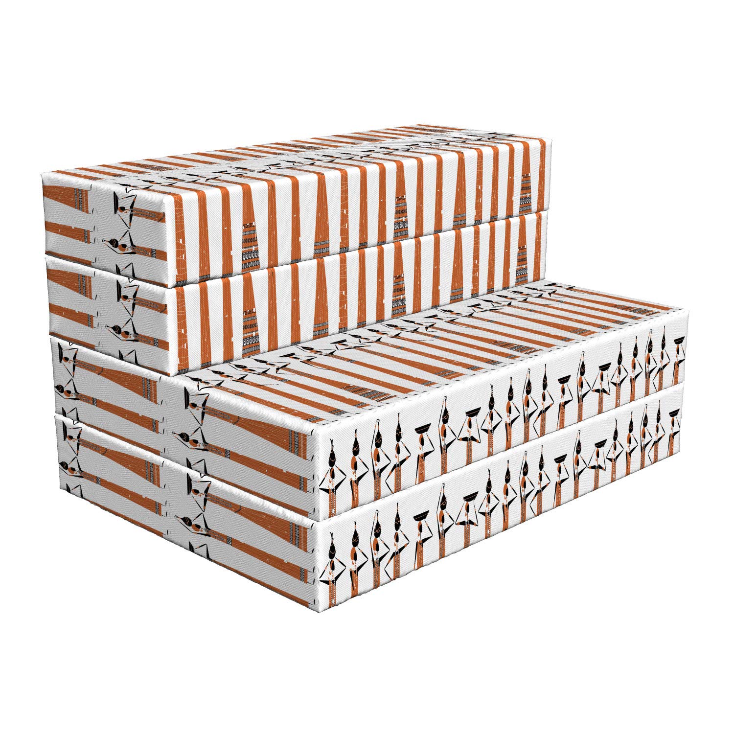 Ambesonne Ethnic Foldable Mattress - Folkloric Women with Jugs Design, 74.8