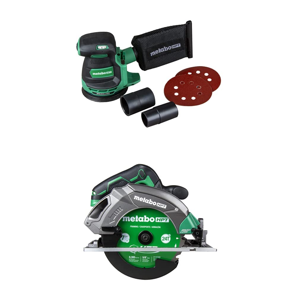 Metabo HPT 18V MultiVolt Cordless 5-Inch Random Orbit Sander & Circular Saw Combo (Tool Only - No Battery Included) - Perfect for Woodworking, Sanding, and DIY Home Projects
