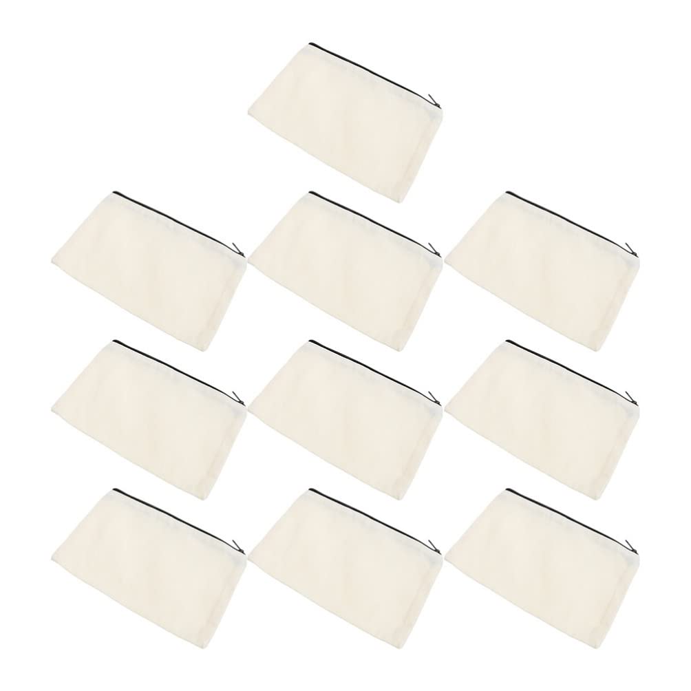 COHEALI 10 Pack Blank DIY Craft Bags - Canvas Pen Pencil Cases, Cotton Cosmetic & Makeup Bags, Multipurpose Travel Toiletry Pouches for School, Office & Travel Organization