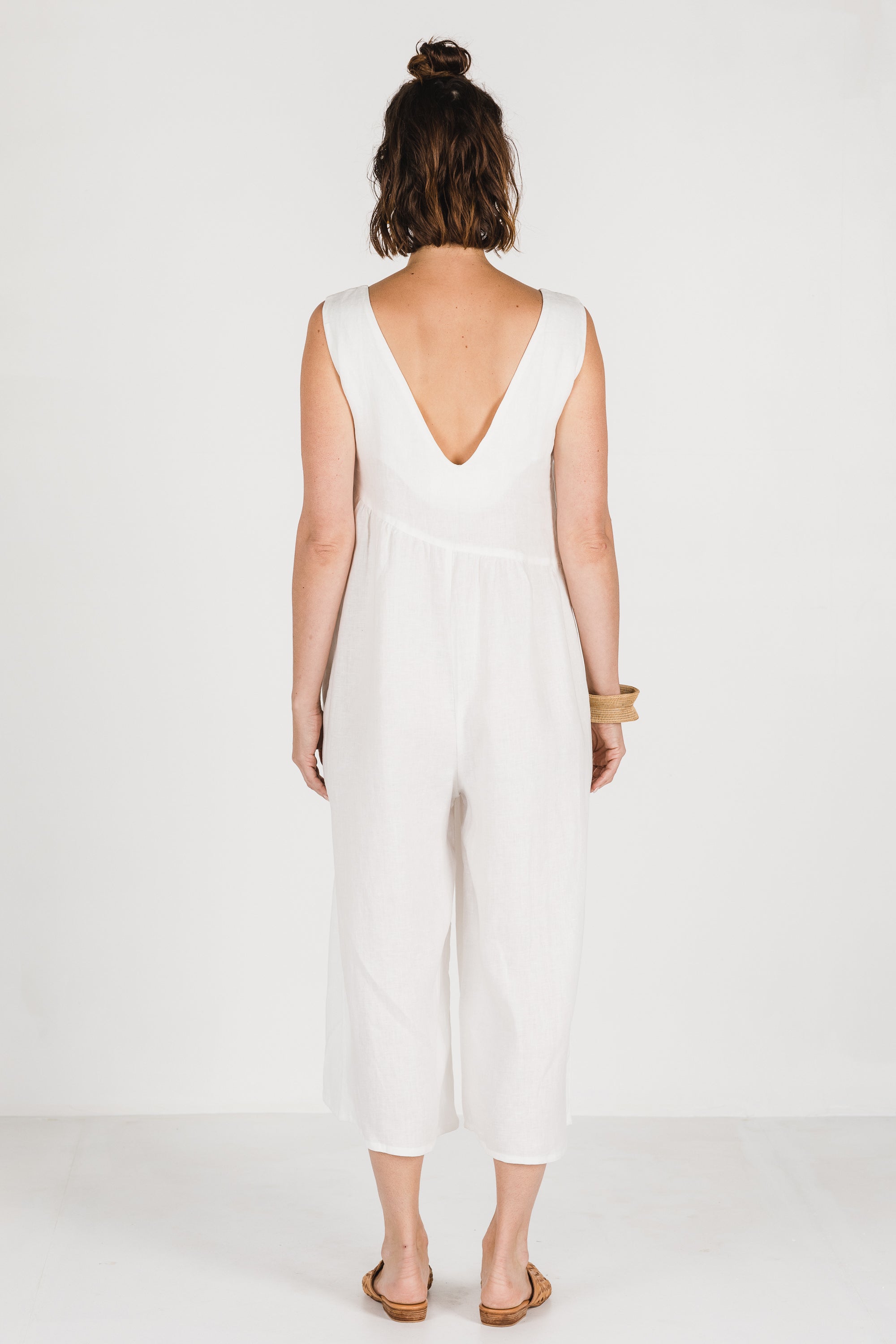 Dee Linen Jumpsuit for Women - Soft & Comfortable Warm White Romper | Perfect for Summer Outfits, Beach Vacations & Casual Wear