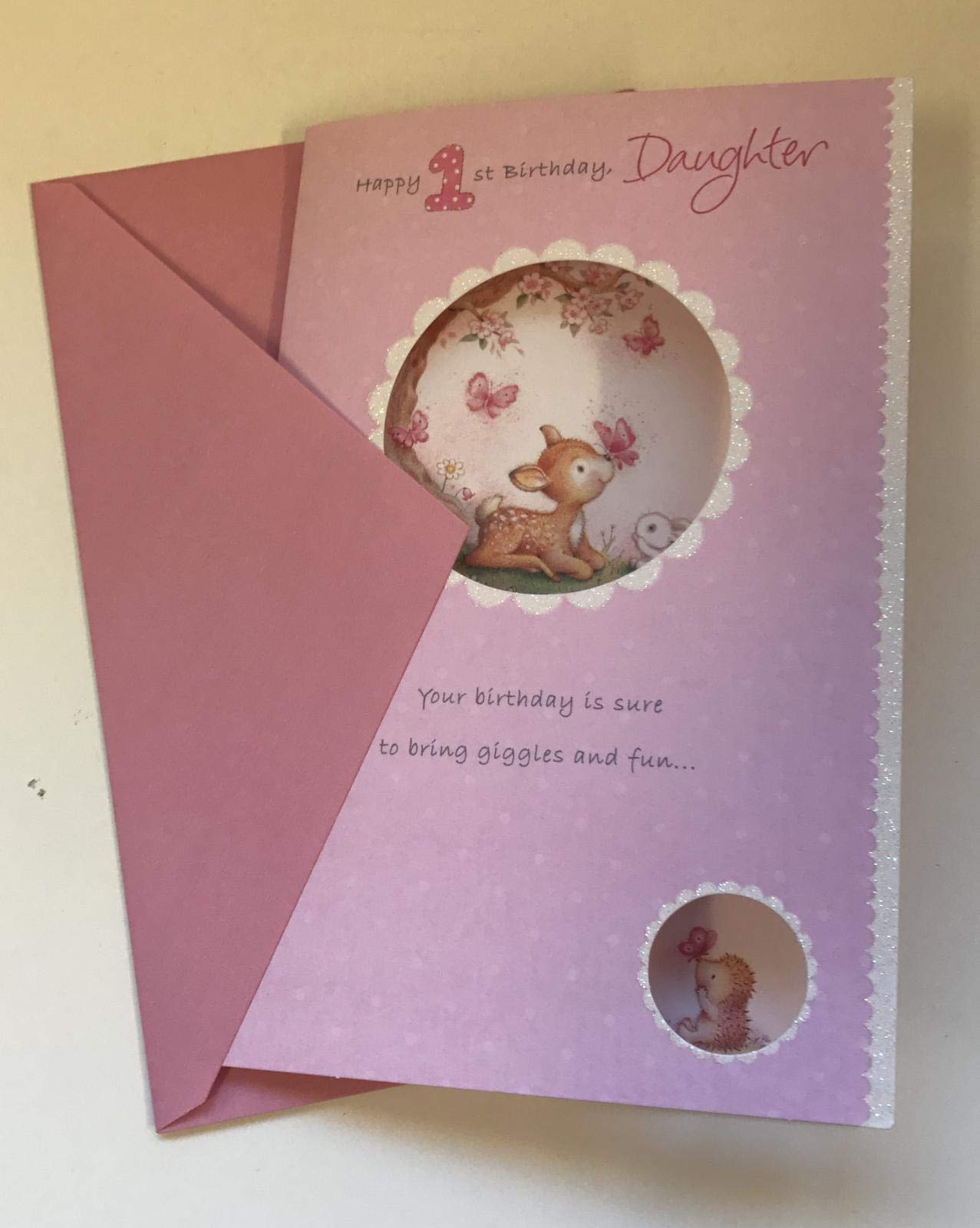1st Birthday Card for Daughter - Personalized Birthday Greetings with Cute Designs | Perfect for Baby Girl's First Birthday Party & Celebration