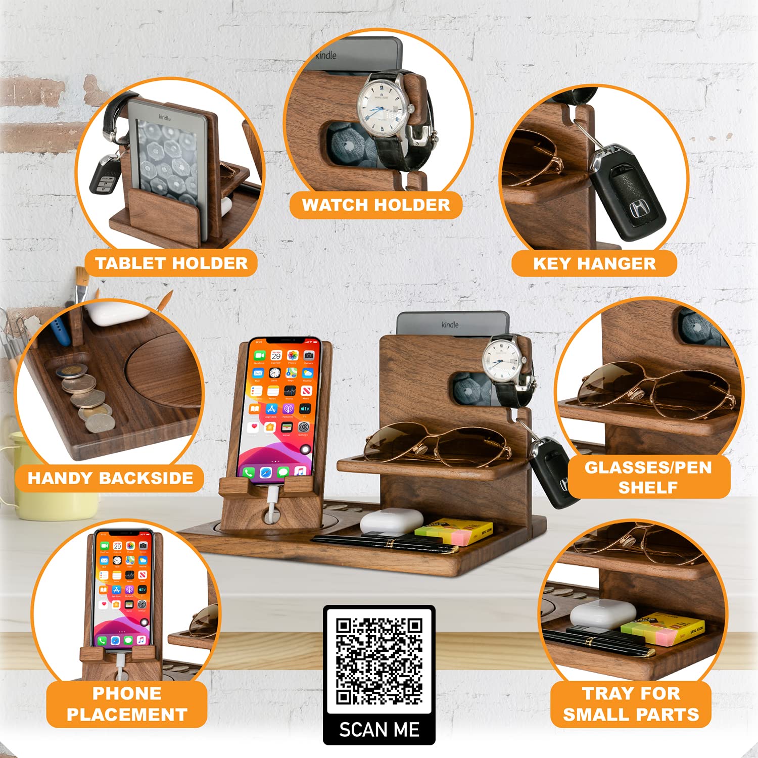 Custom Personalized Wooden Desk Organizer - Just Married, New Mom & Dad, Sobriety Gifts for Men - Unique Photo & Logo Engraved Home Office Accessories - Perfect for Wedding, Baby Shower & Workspace Organization
