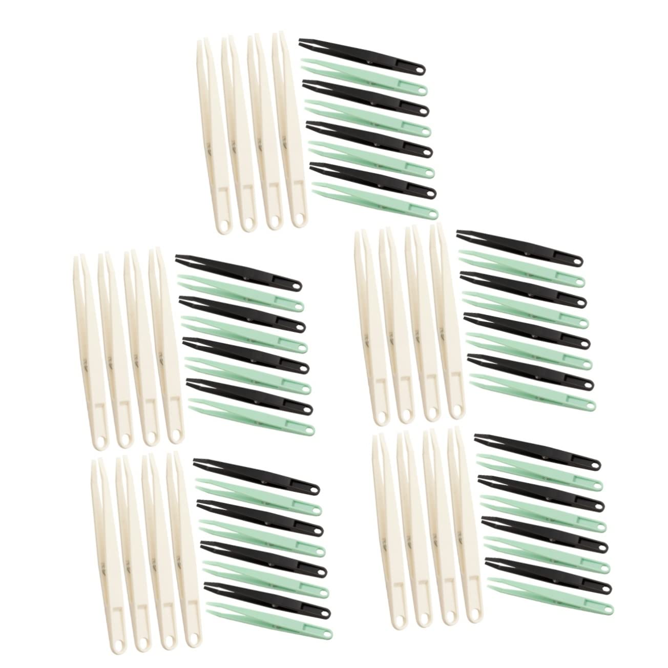 Operitacx 60-Piece Flat Head Tweezers Set - Precision Craft Tweezers for Hobby, Science, Makeup, First Aid, Coin, Eyelash & More - Ideal for DIY, Crafts, Lab & Beauty Use
