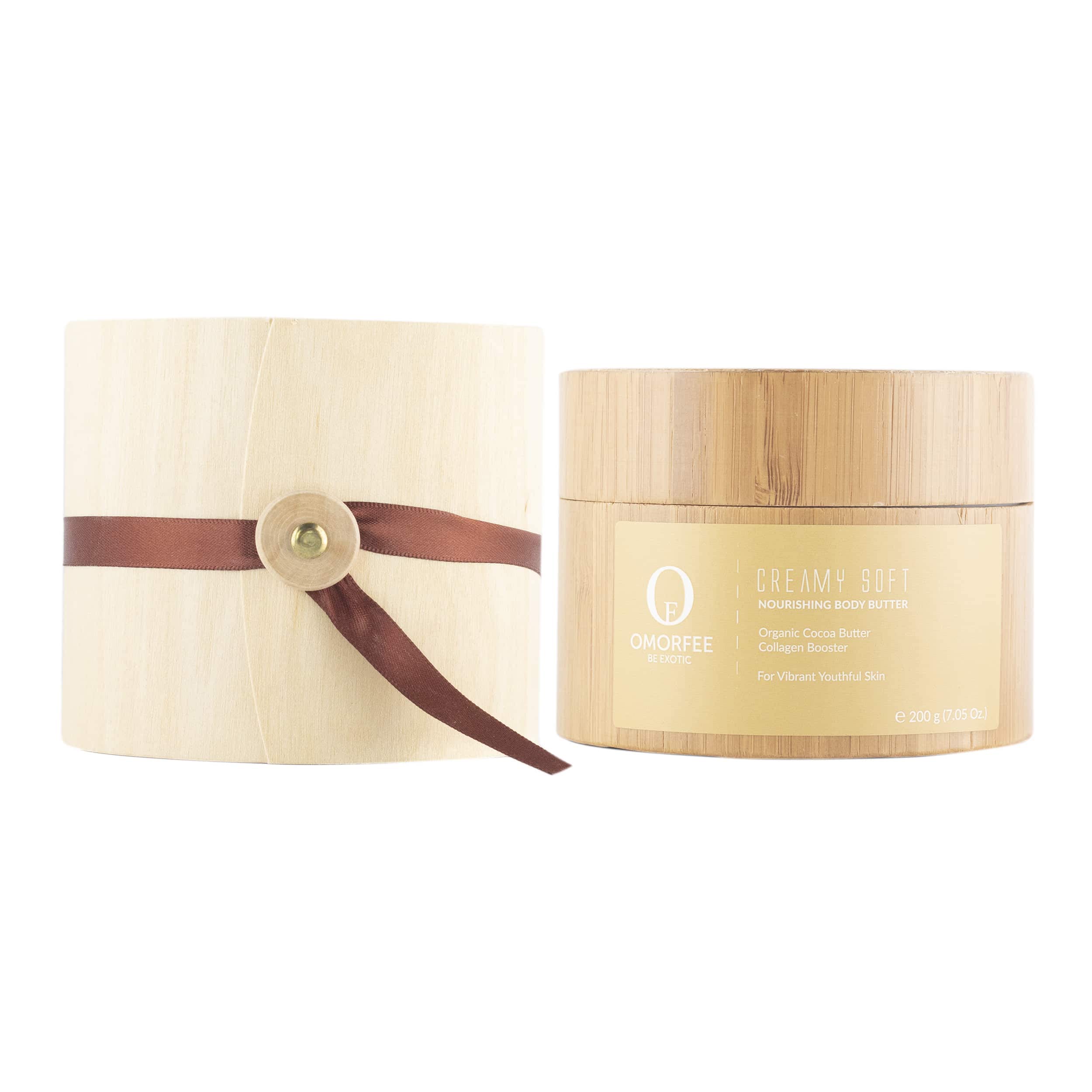 OMORFEE Organic Body Butter Cream - Deep Moisturizing & Nourishing with Cocoa Butter & Vanilla Essential Oil | Collagen Boosting Skin Care for Dry Skin | 7.05 Oz / 200g | Perfect for Daily Hydration, Post-Shower Treatment & Winter Skin Care