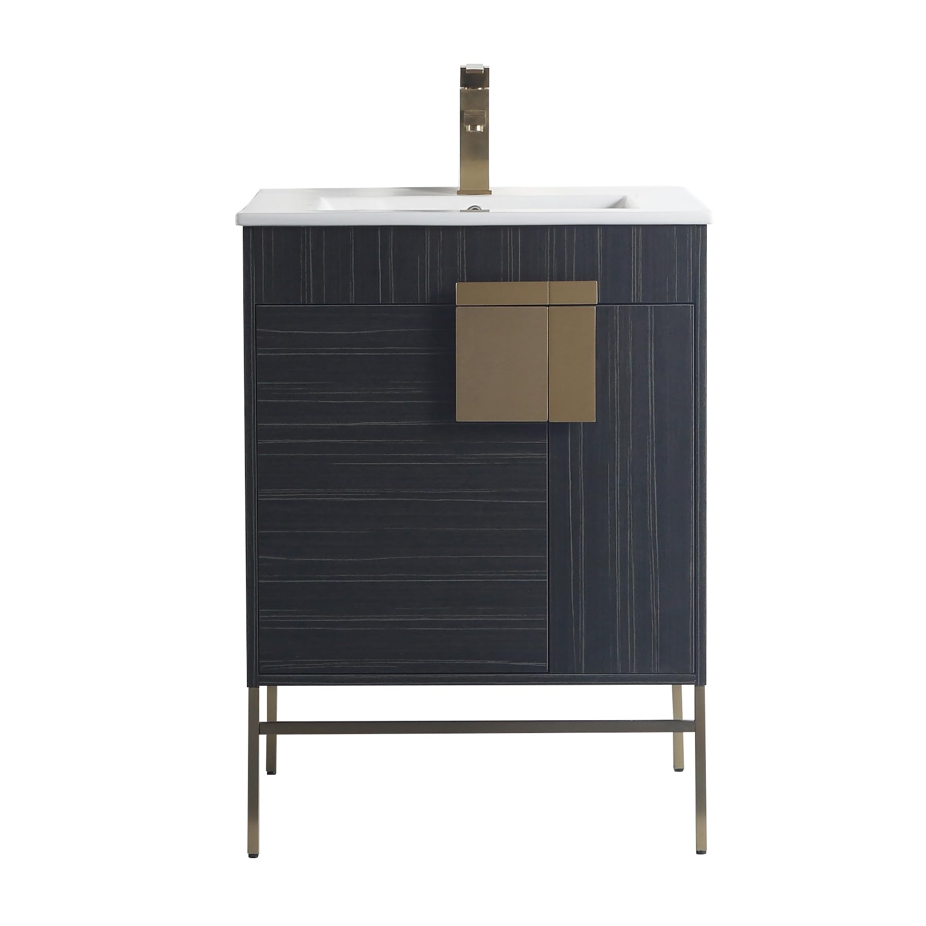 24 Inch Minimalist Bathroom Vanity with Sink - Modern Dawn Gray Finish for Small Bathrooms | Space-Saving Design for Apartments & Powder Rooms