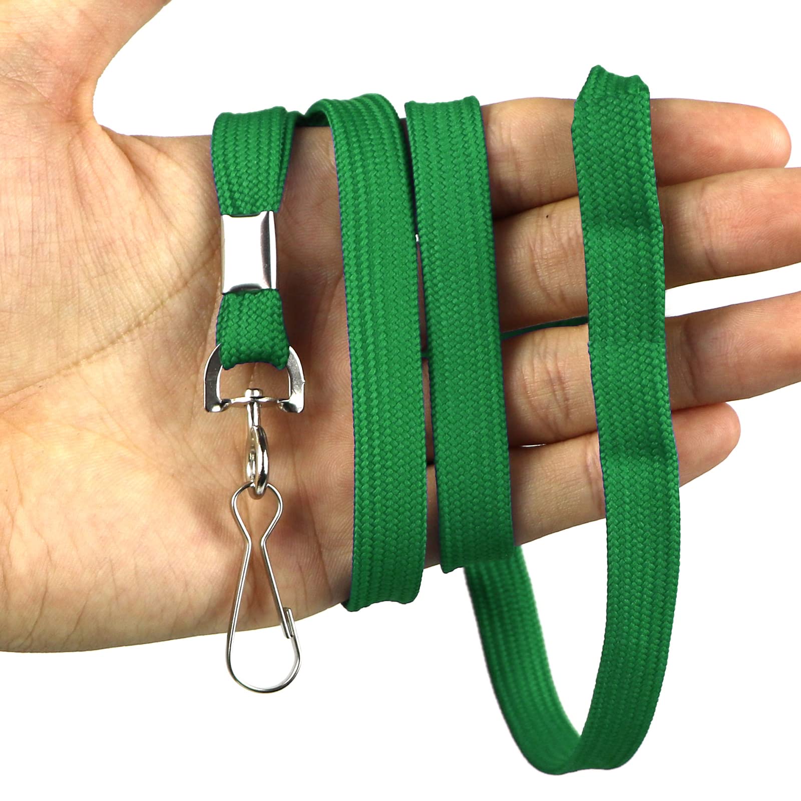 Beebel 100 Pack Green Lanyards with Swivel Hooks for ID Badges - Office & Event Use