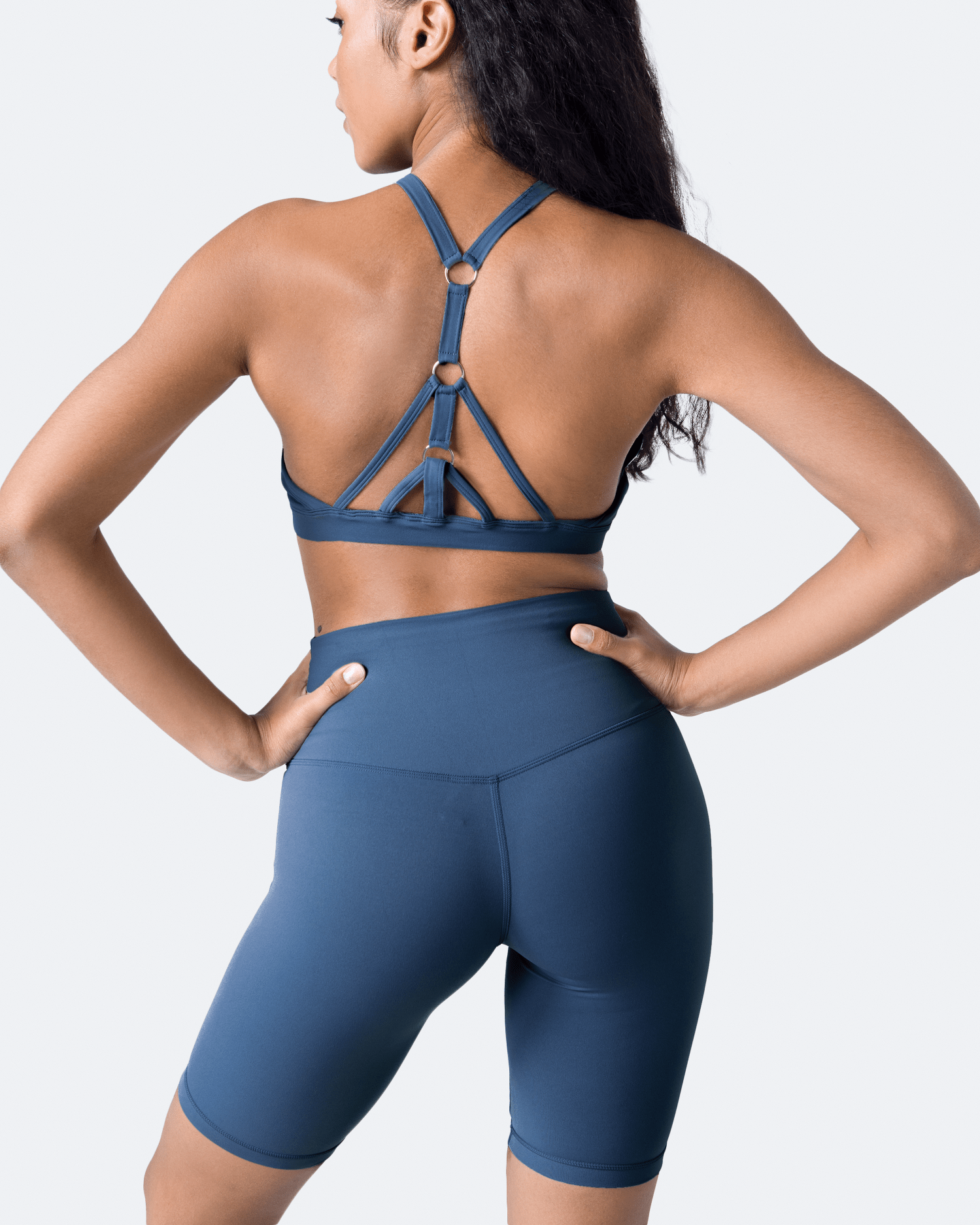 Iris Blue Criss Cross Front Top - Women's Fashion V-Neck T-Shirt for Casual Wear, Date Night & Summer Outfits