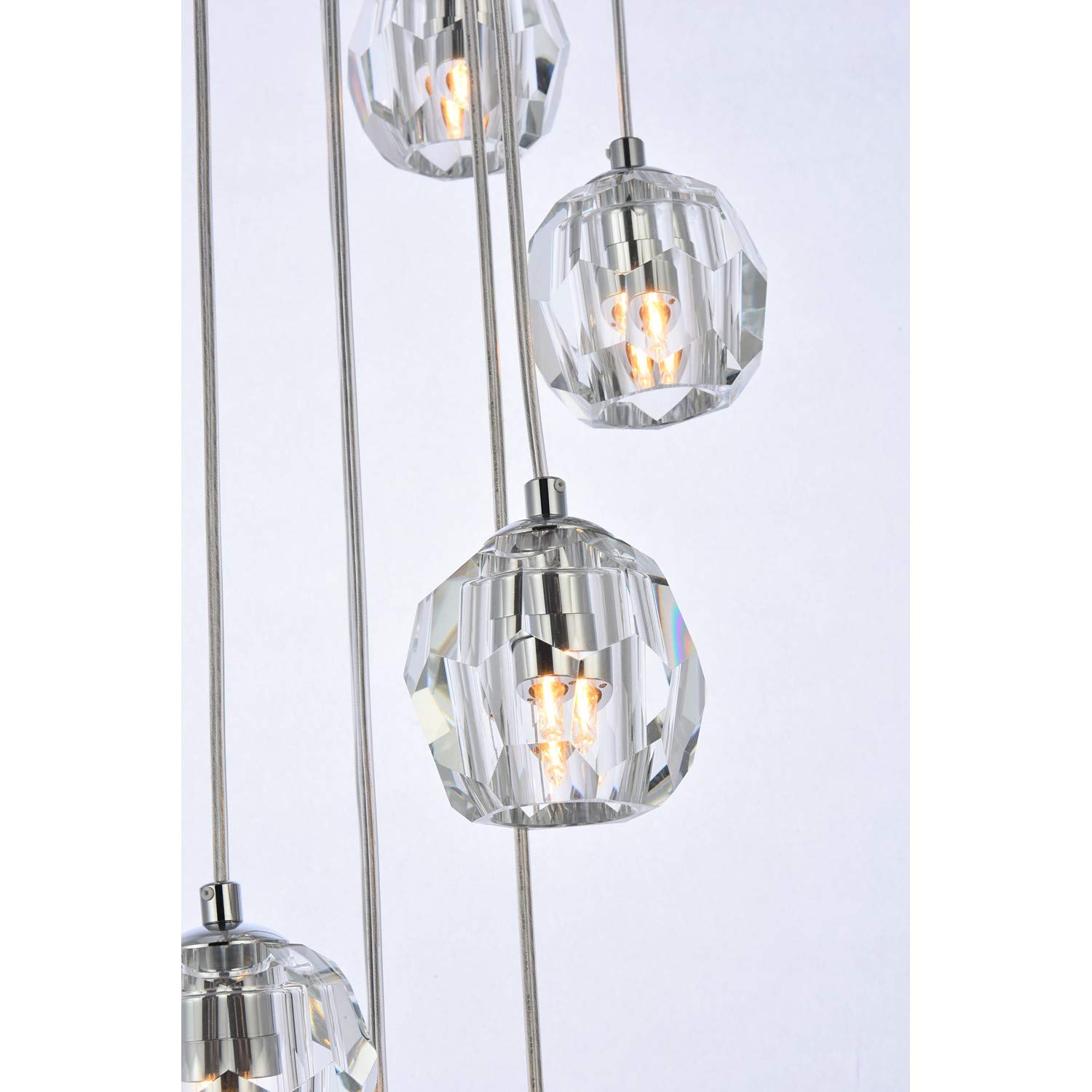 Eren 24-Light Chrome Pendant Lighting Fixture - Modern Dining Room Chandelier for Kitchen Island, Foyer & Living Room Ceiling Decor