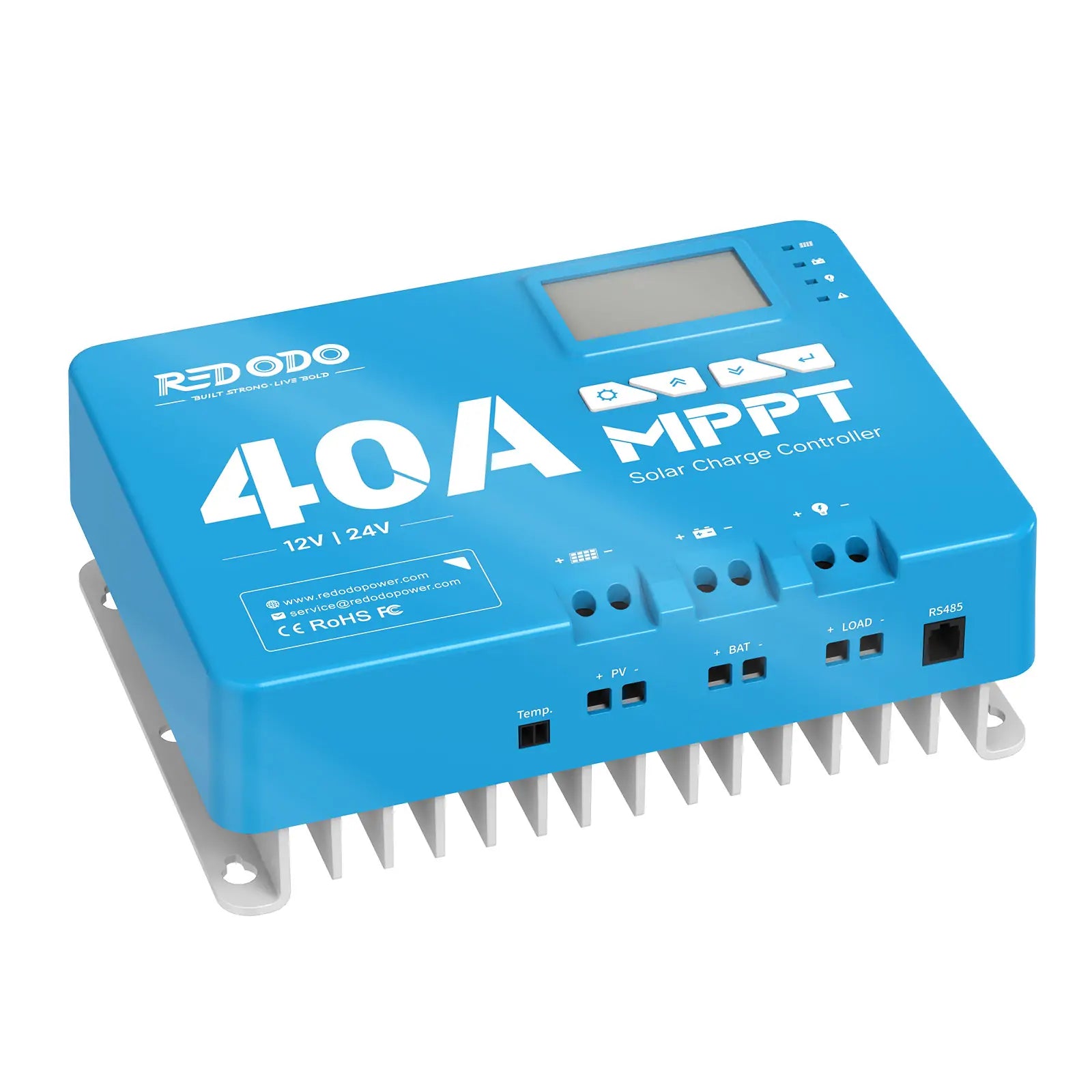 Redodo 12V/24V 40A MPPT Solar Charge Controller - Efficient Solar Panel Regulator for RV, Boat, Off-Grid Power System | Weatherproof & LCD Display