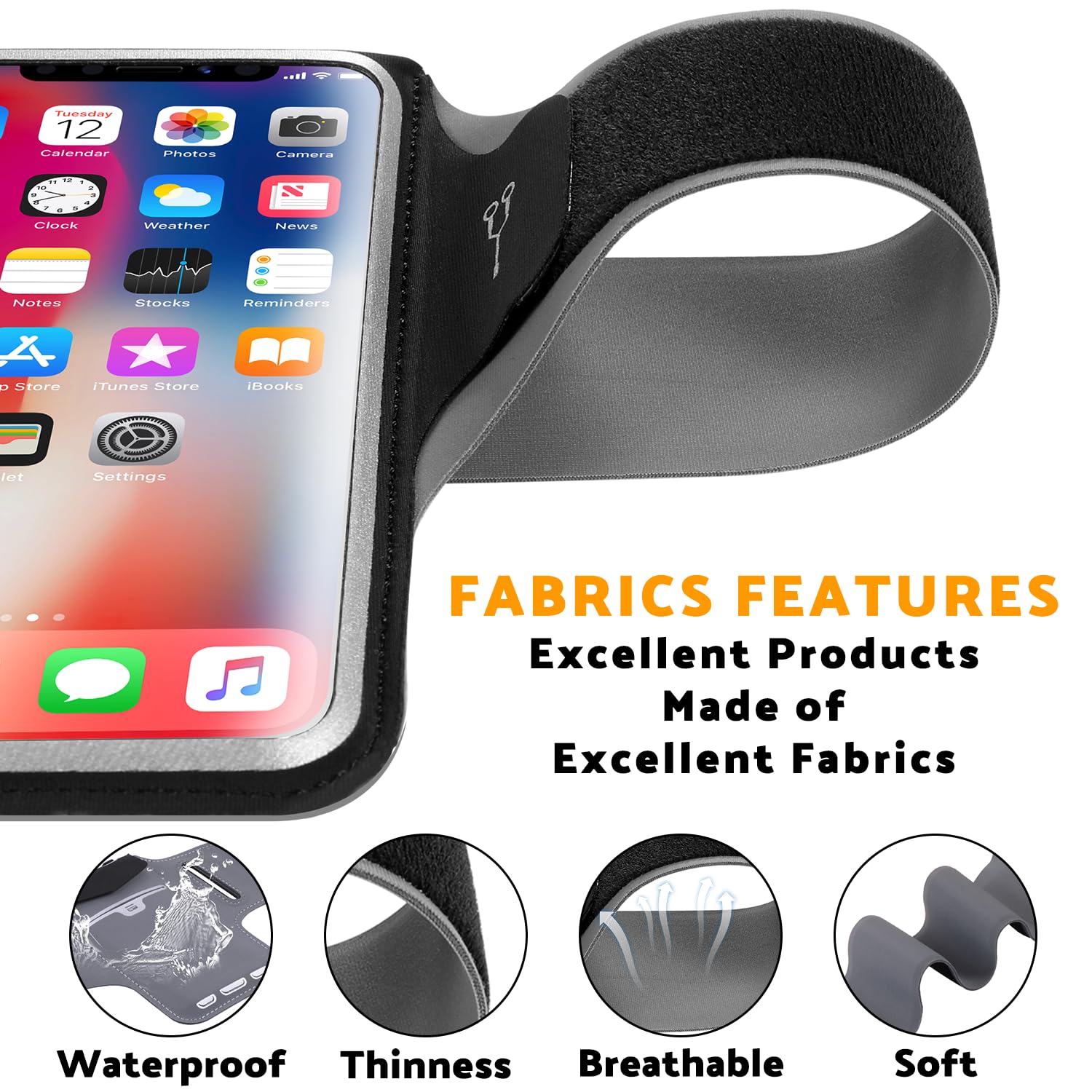 Sweatproof Running Armband for iPhone 15/14/13/12/11 Pro Max - Adjustable Phone Holder with Key Pocket & Card Slot - Perfect for Workout, Jogging, Gym & Outdoor Activities